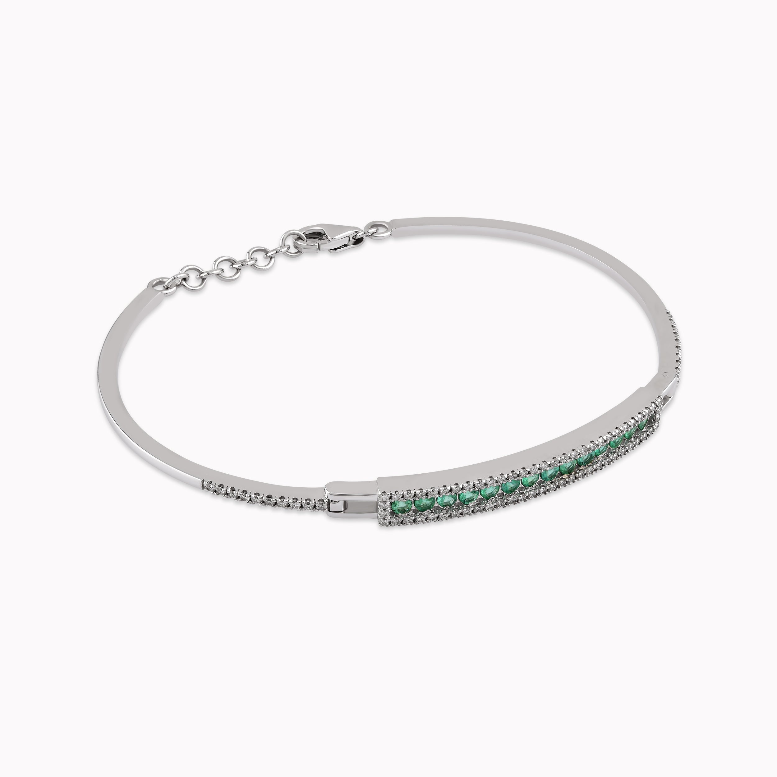 Bratara Aur Alb 14K cu Diamante si Smaralde 0.26ct