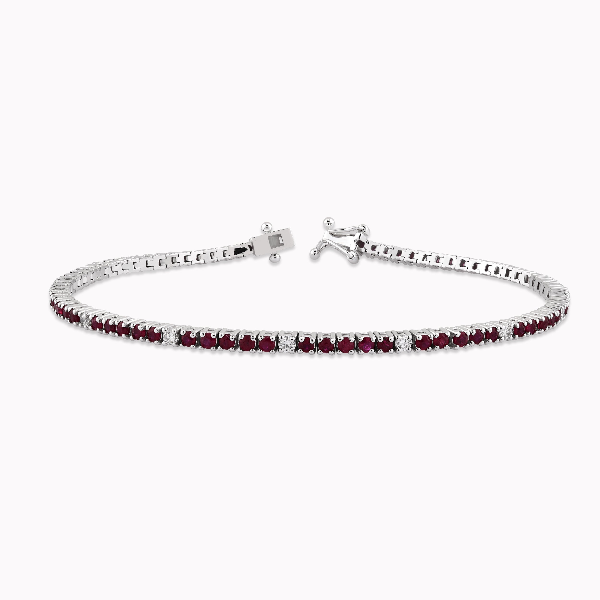 Bratara Aur Alb 14K cu Diamante si Rubine 0.41ct