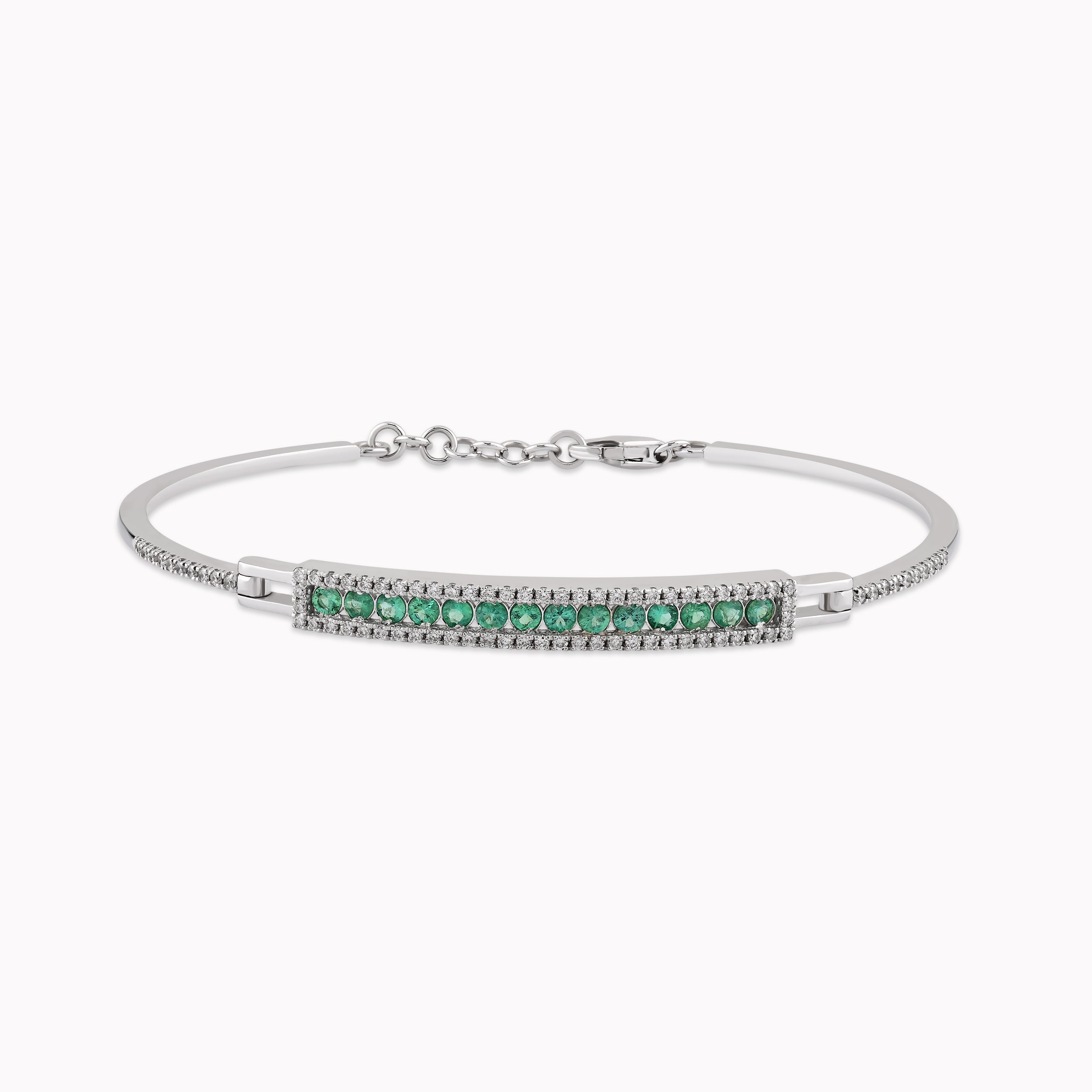 Bratara Aur Alb 14K cu Diamante si Smaralde 0.26ct