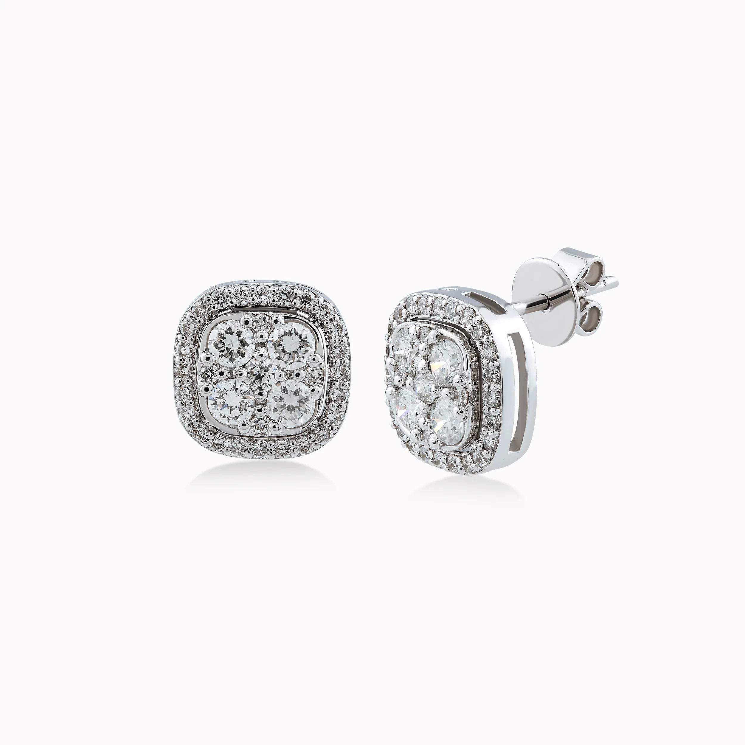 Cercei aur alb 14k cu diamante 0.98ct