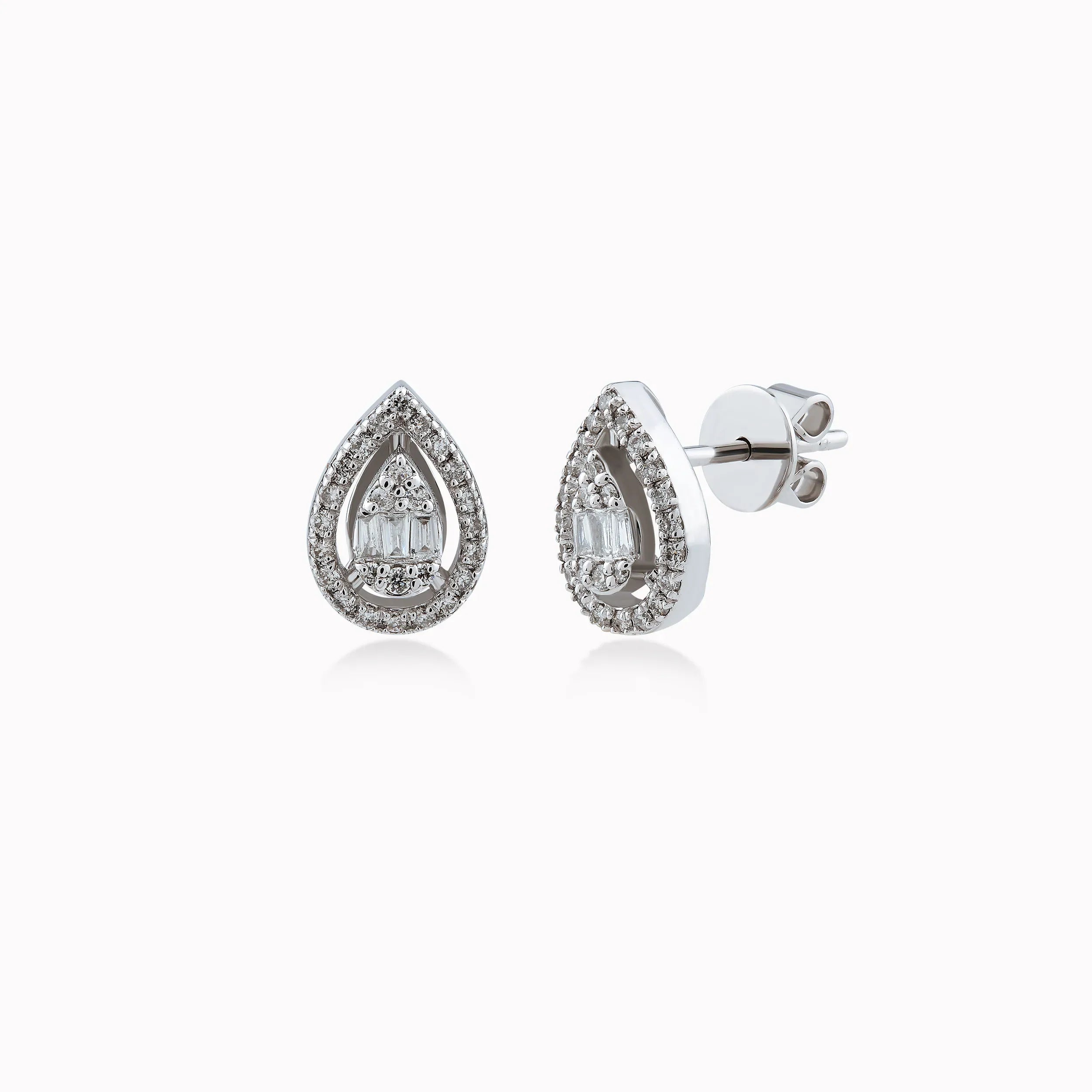 Cercei Aur Alb 14K cu Diamante 0.28ct