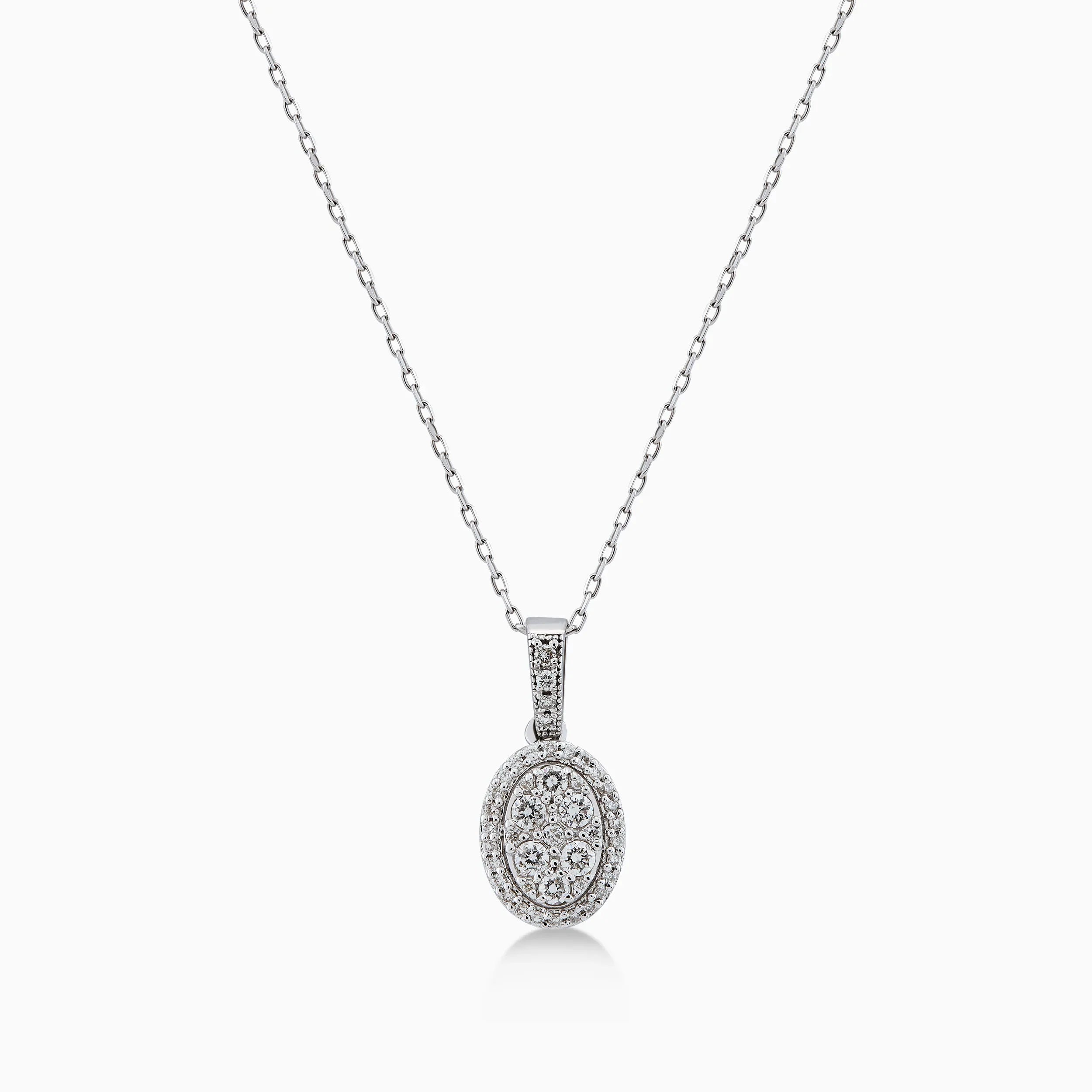 Lant cu Pandantiv Aur Alb 14K cu Diamante 0.31ct