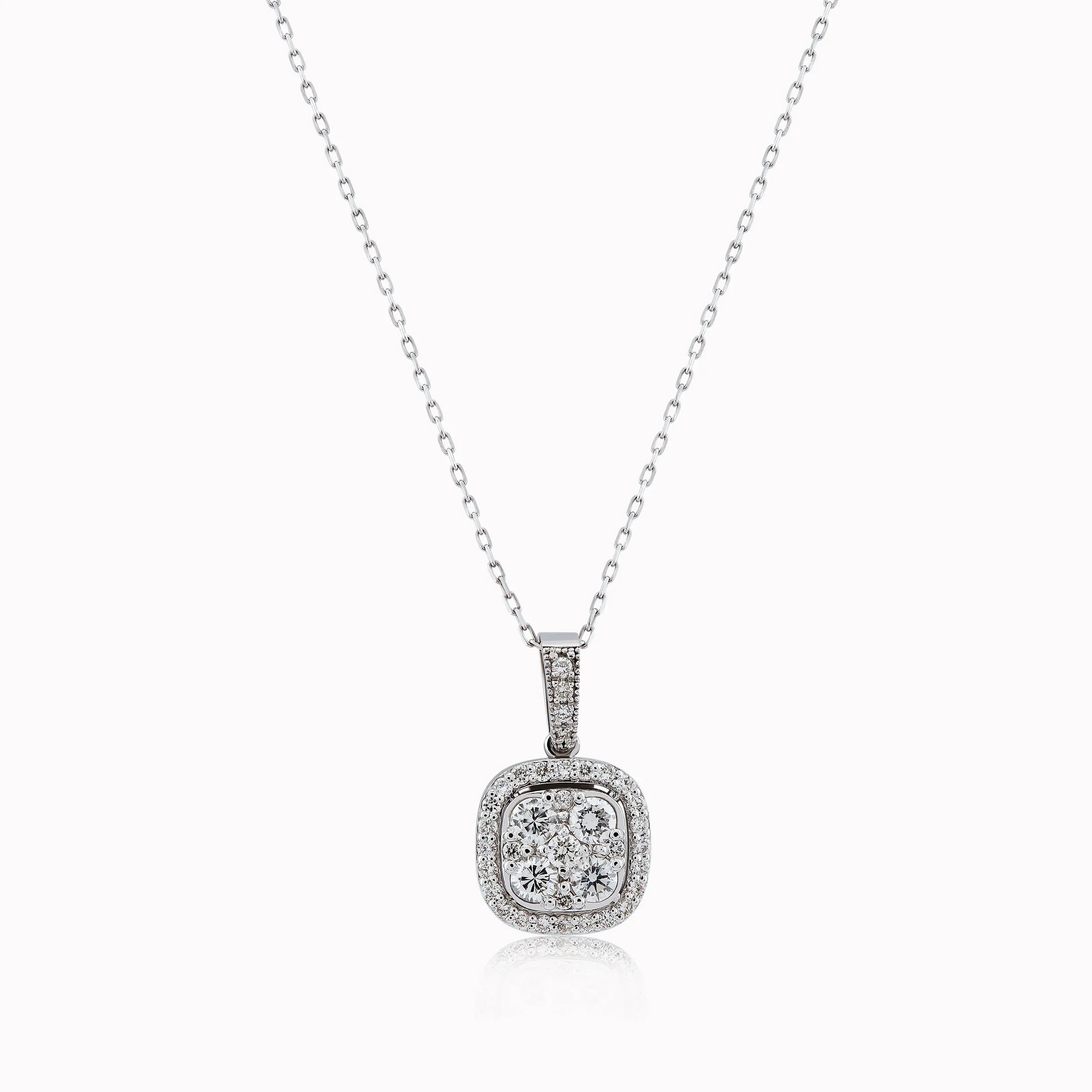 Lant cu Pandantiv Aur Alb 14K cu Diamante 0.51ct