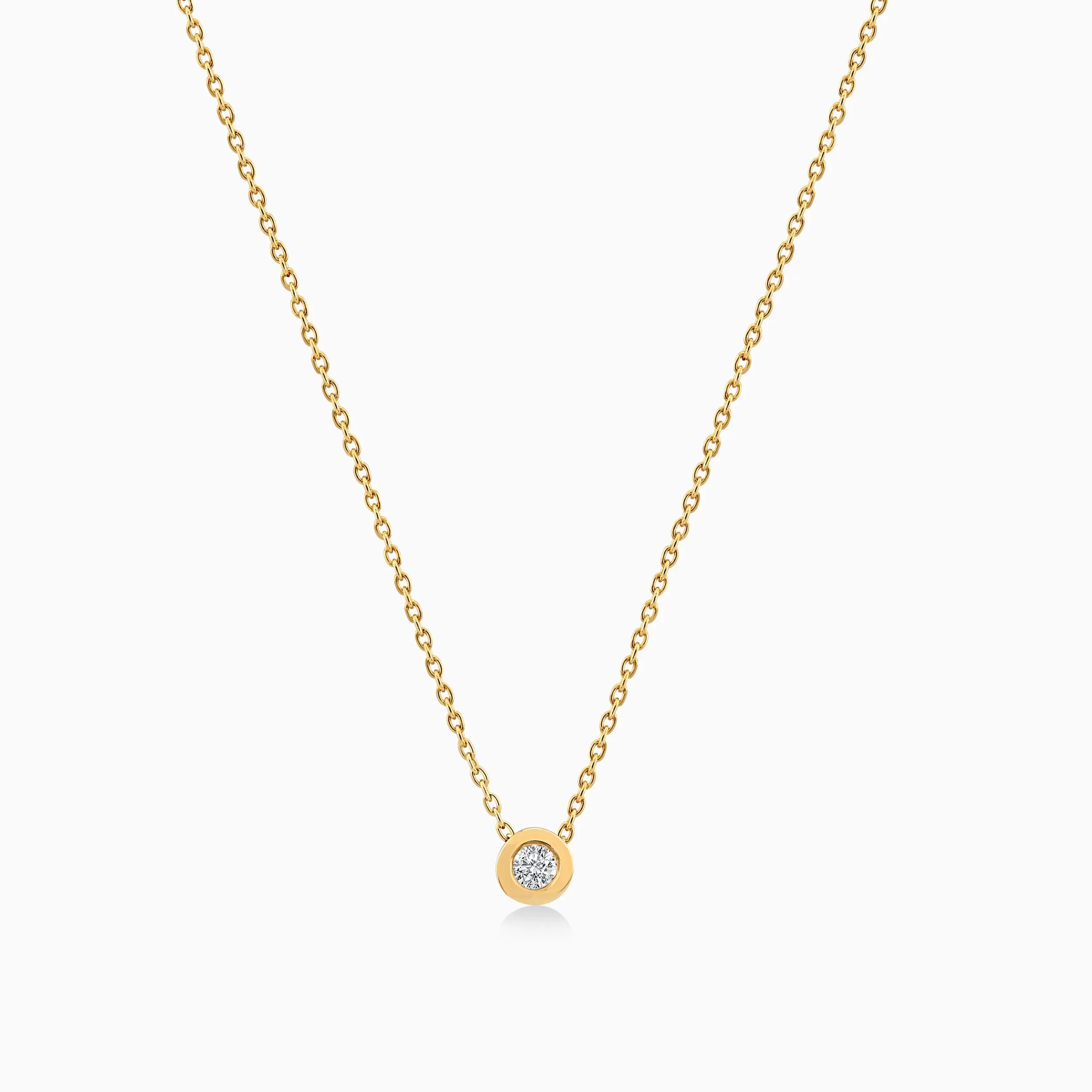 Lant cu Pandantiv Aur Galben 14K cu Diamante 0.10ct