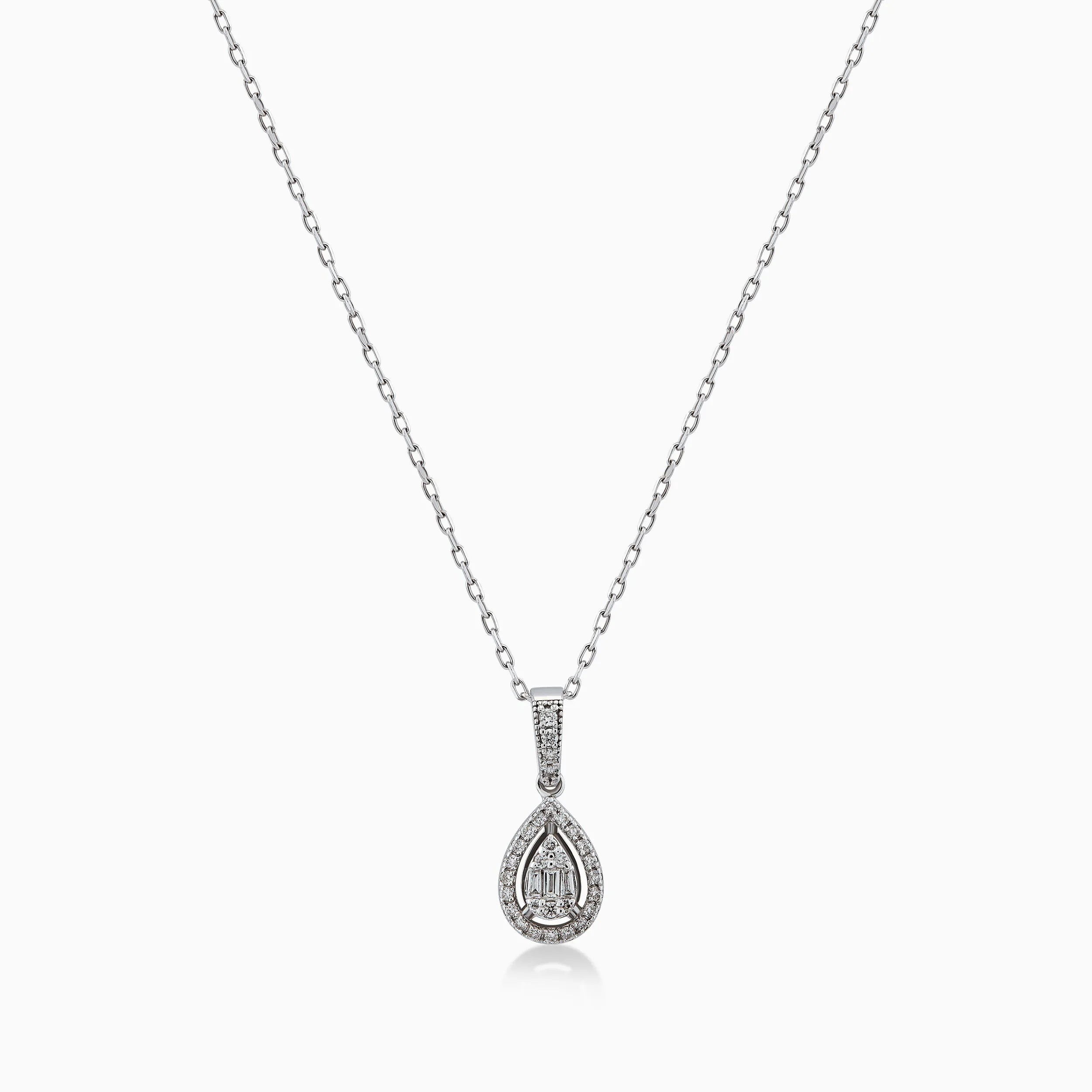 Lant cu Pandantiv Aur Alb 14K cu Diamante 0.17ct