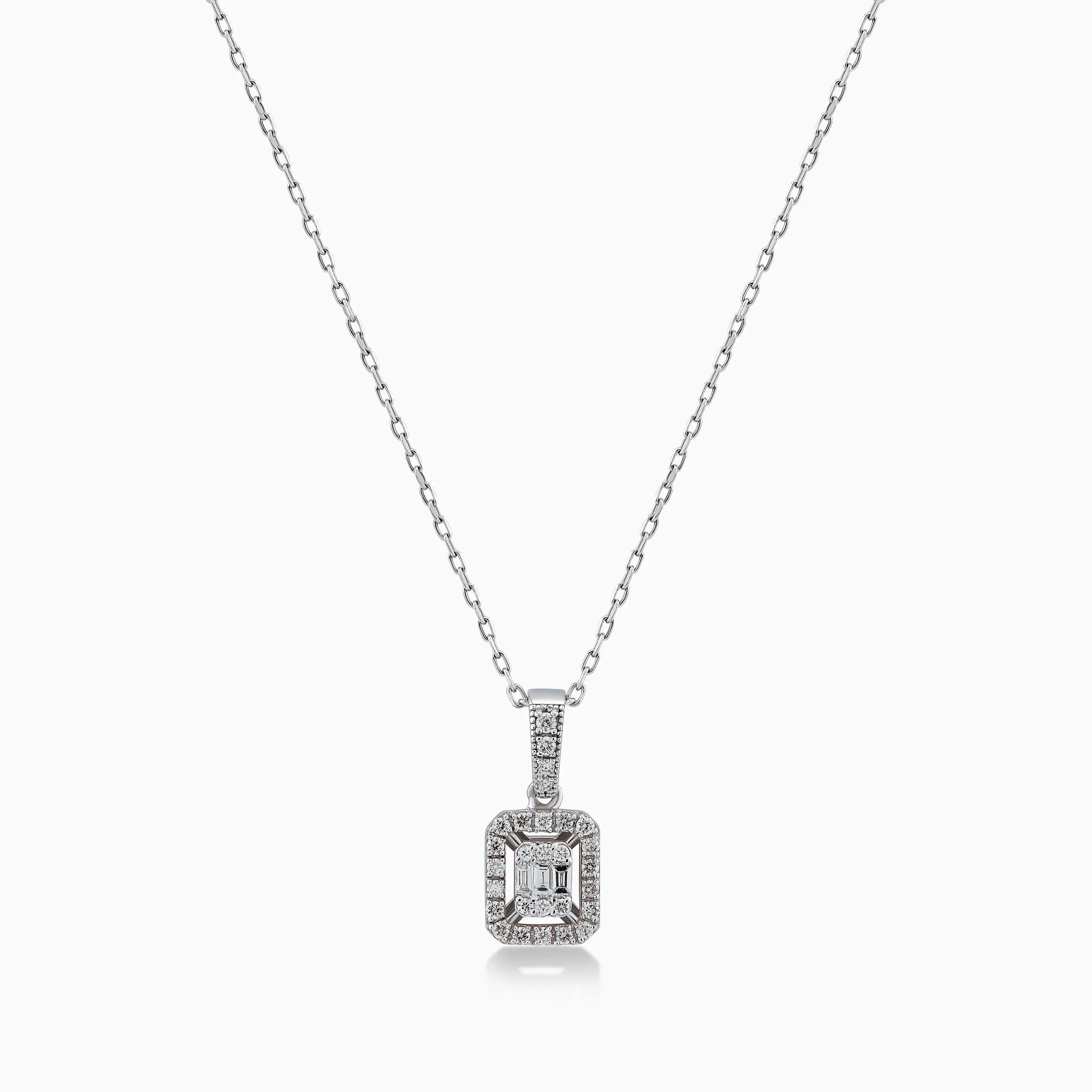 Lant cu Pandantiv Aur Alb 14K cu Diamante 0.20ct