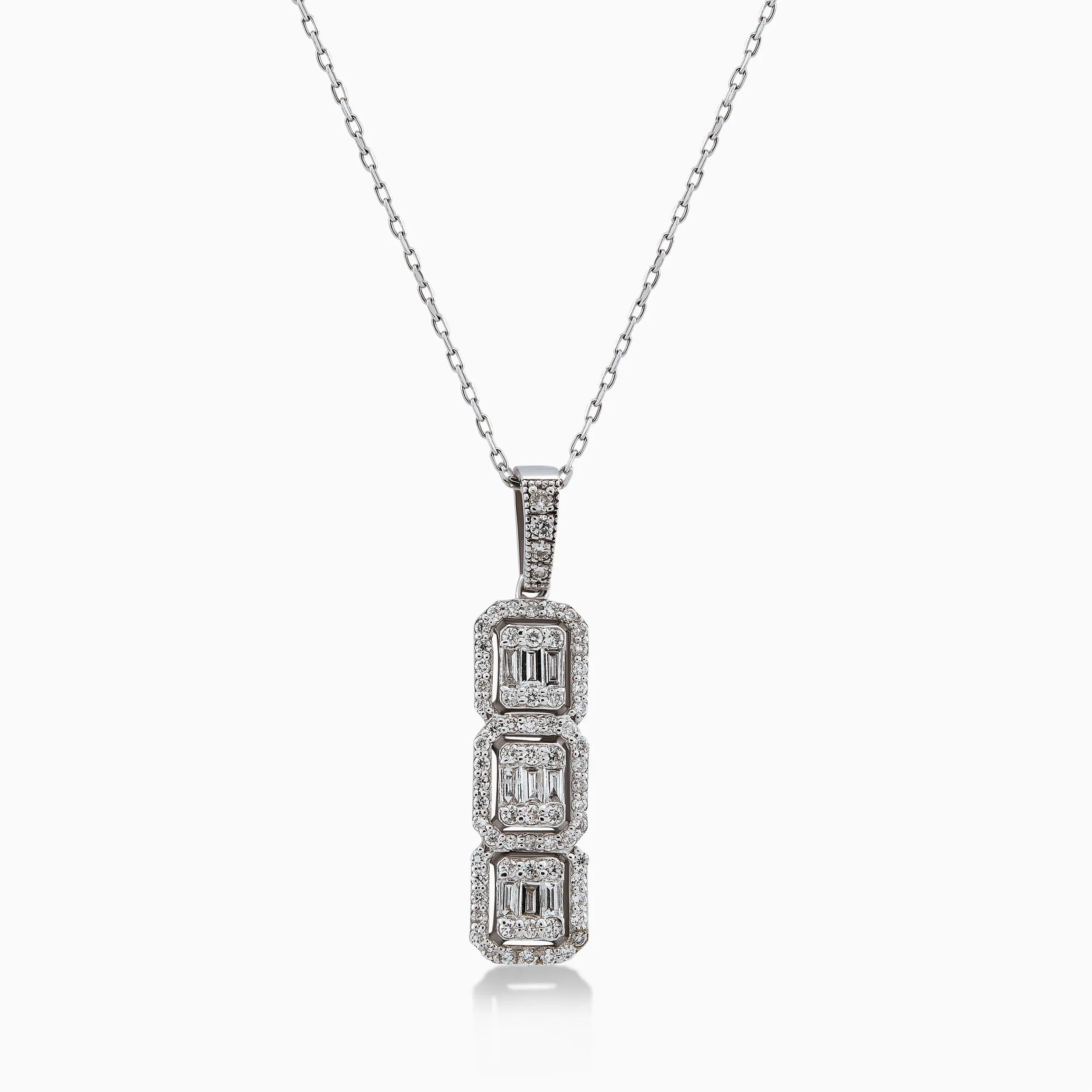 Lant cu Pandantiv Aur Alb 14K cu Diamante 0.34ct