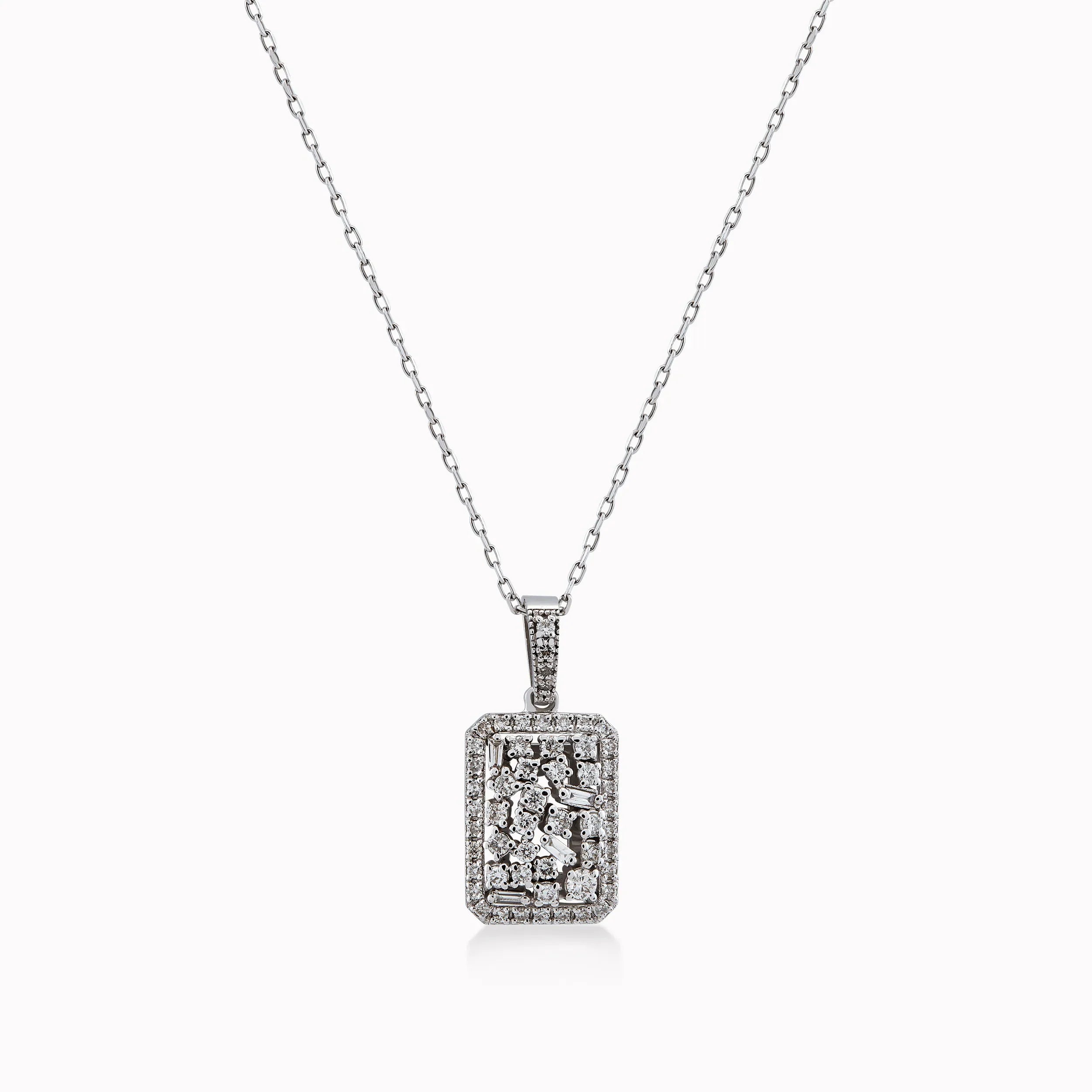 Lant cu Pandantiv Aur Alb 18K cu Diamante 0.34ct
