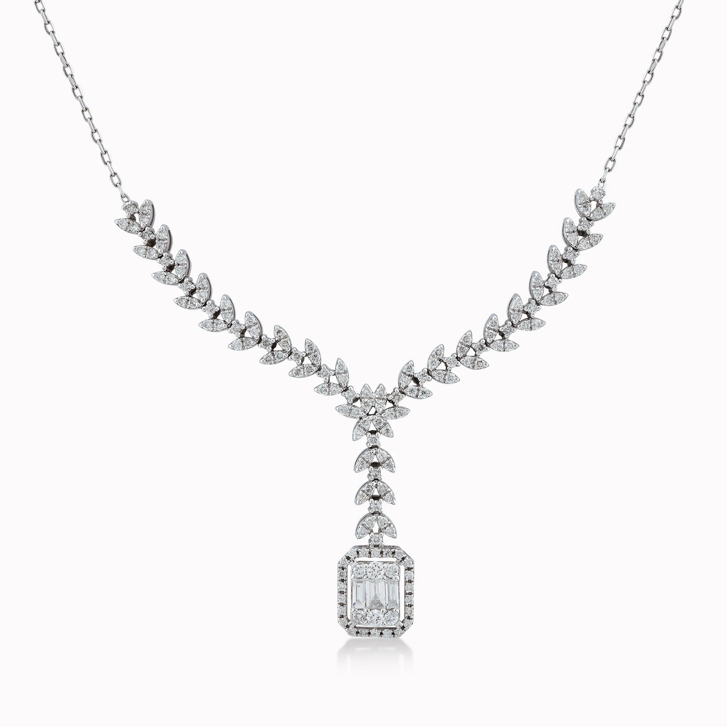 Colier Aur Alb 14K cu Diamante 0.95ct