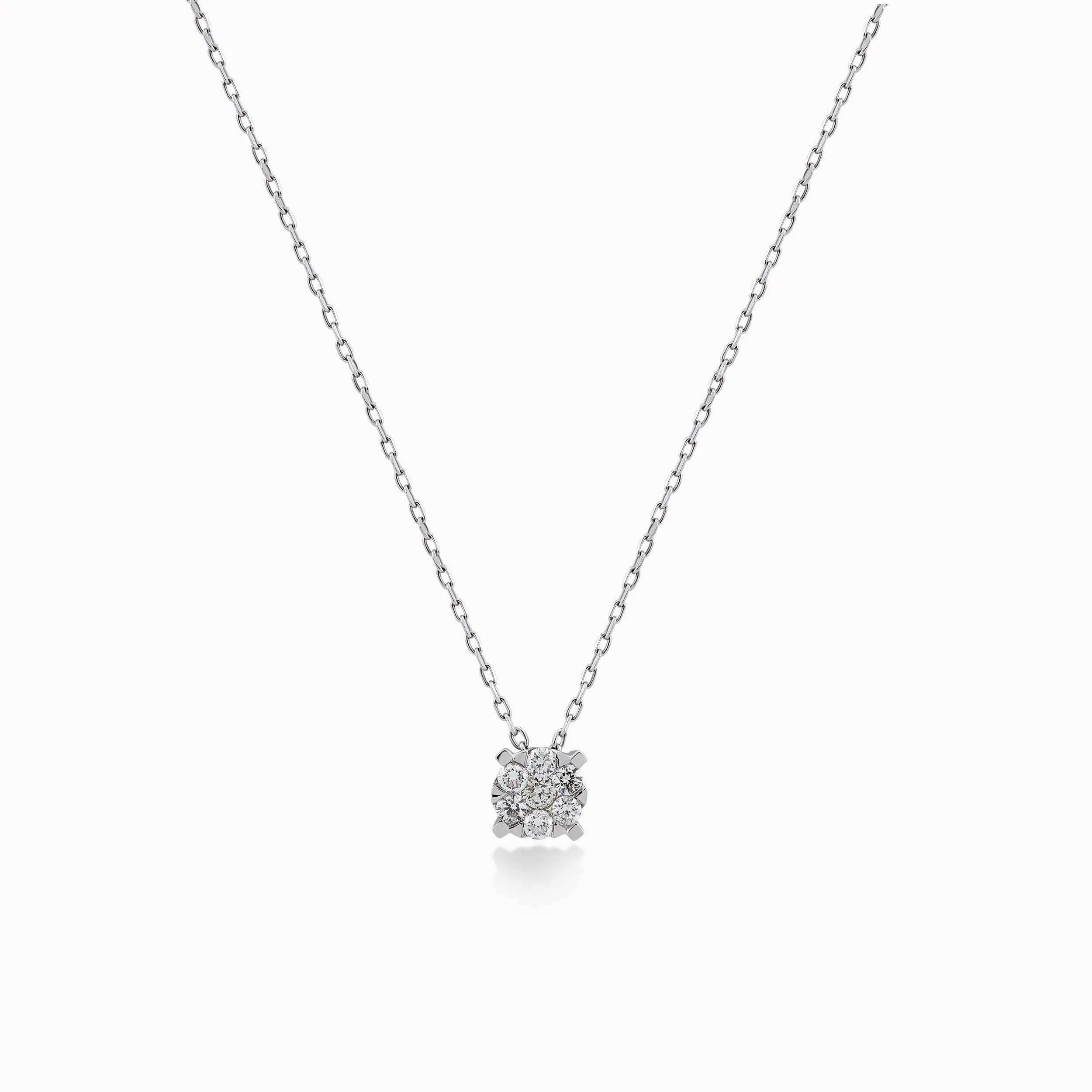 Lant cu Pandantiv Aur Alb 18K cu Diamante 0.22ct