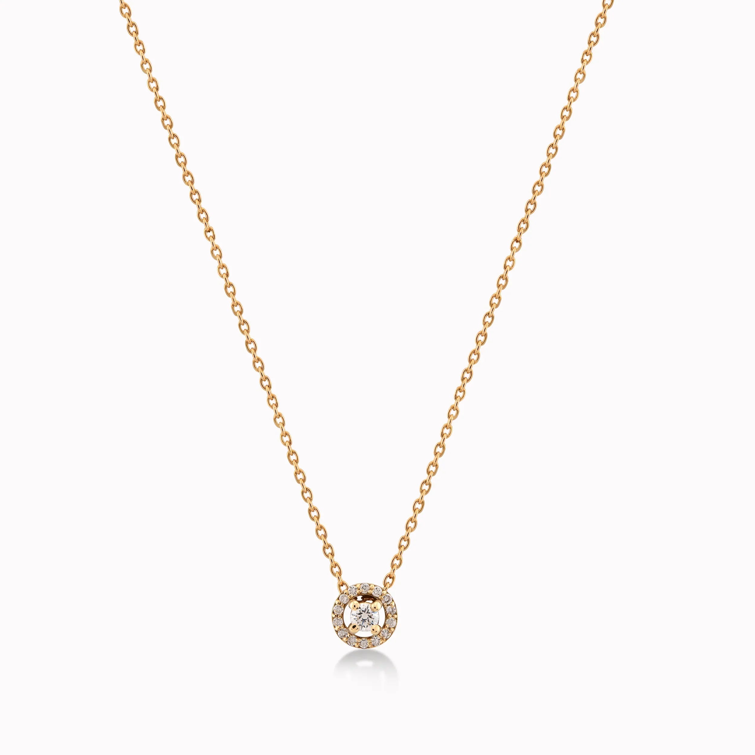 Lant cu Pandantiv Aur Galben 14K cu Diamante 0.14ct