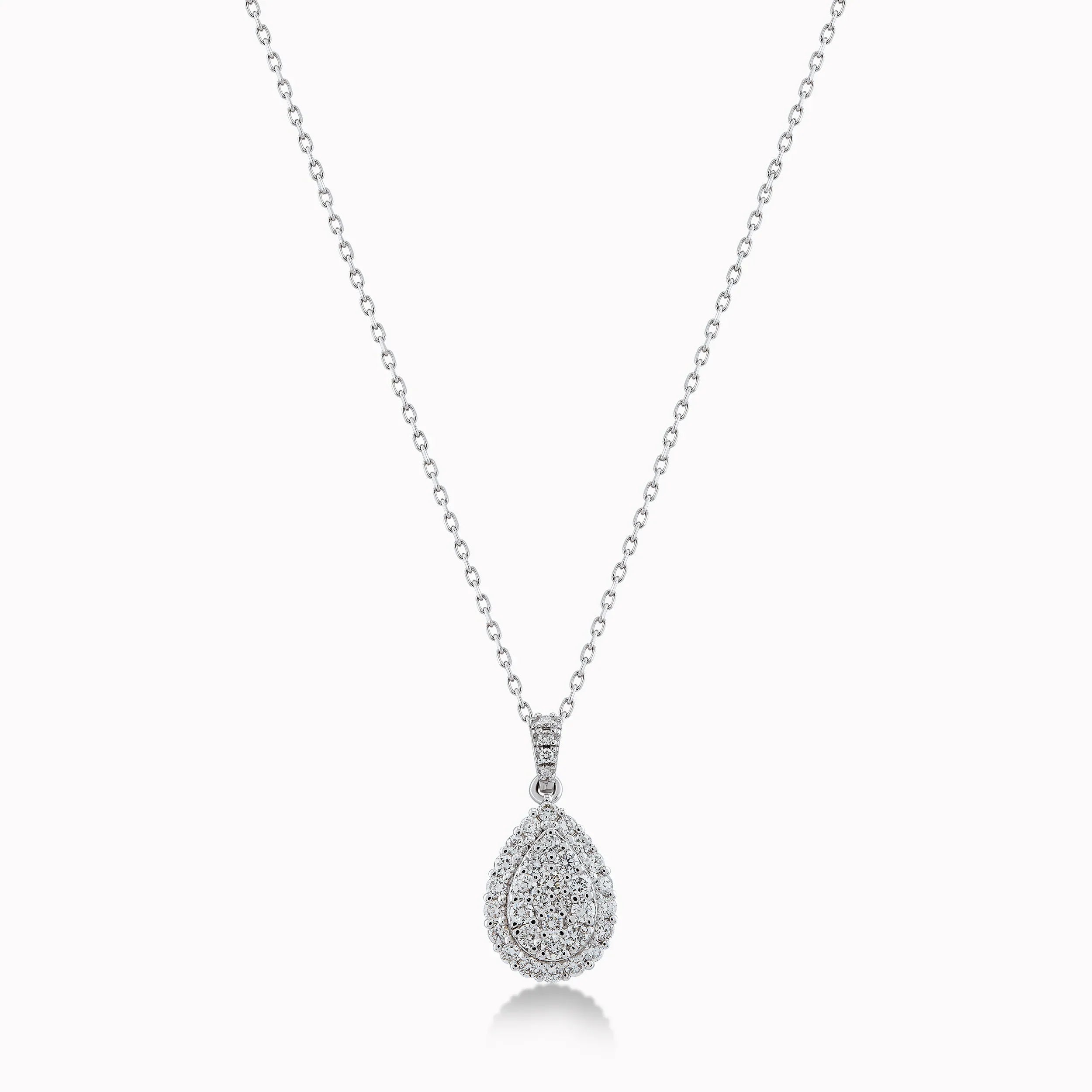 Lant cu Pandantiv Aur Alb 14K cu Diamante 0.71ct