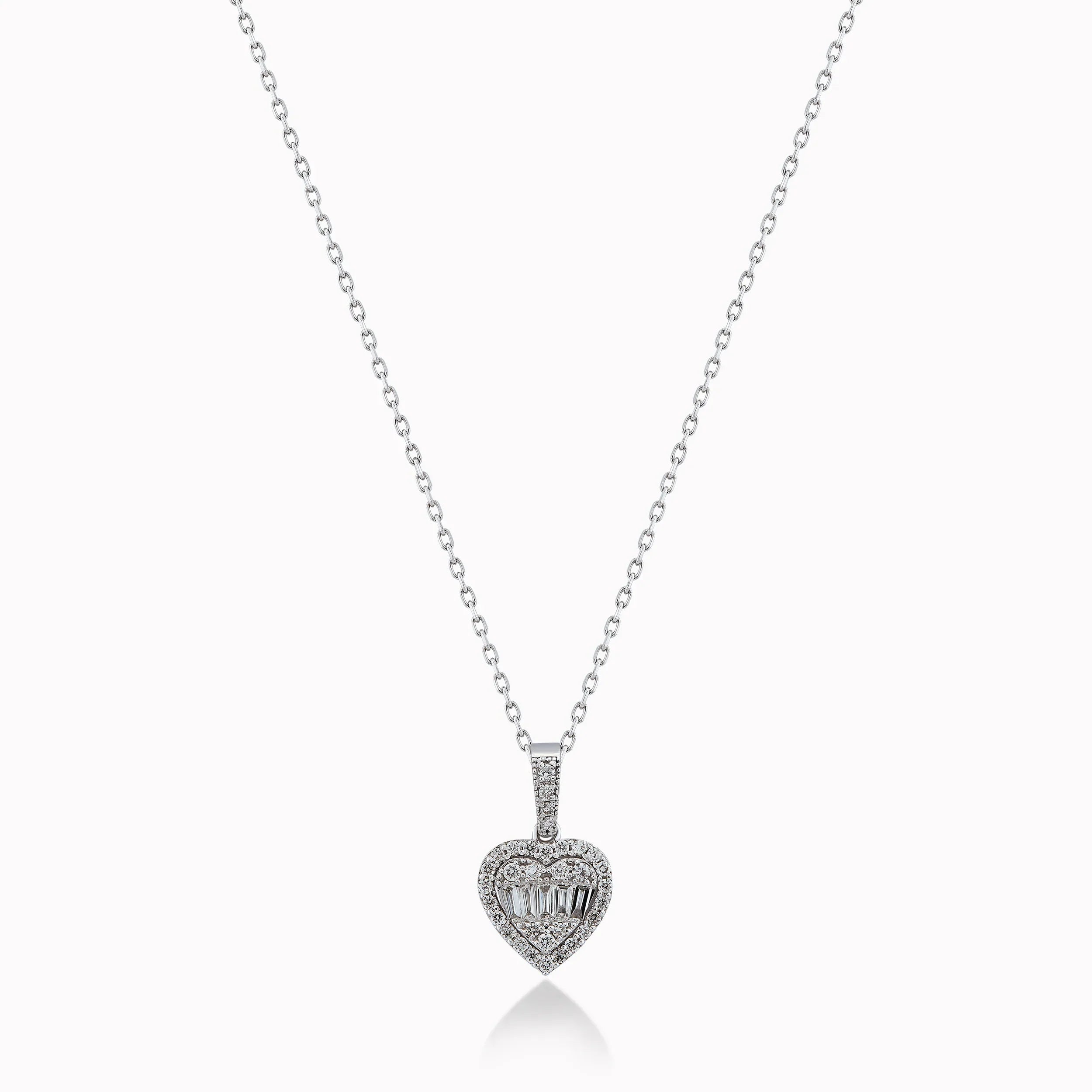 Lant cu Pandantiv Aur Alb 14K cu Diamante 0.28ct