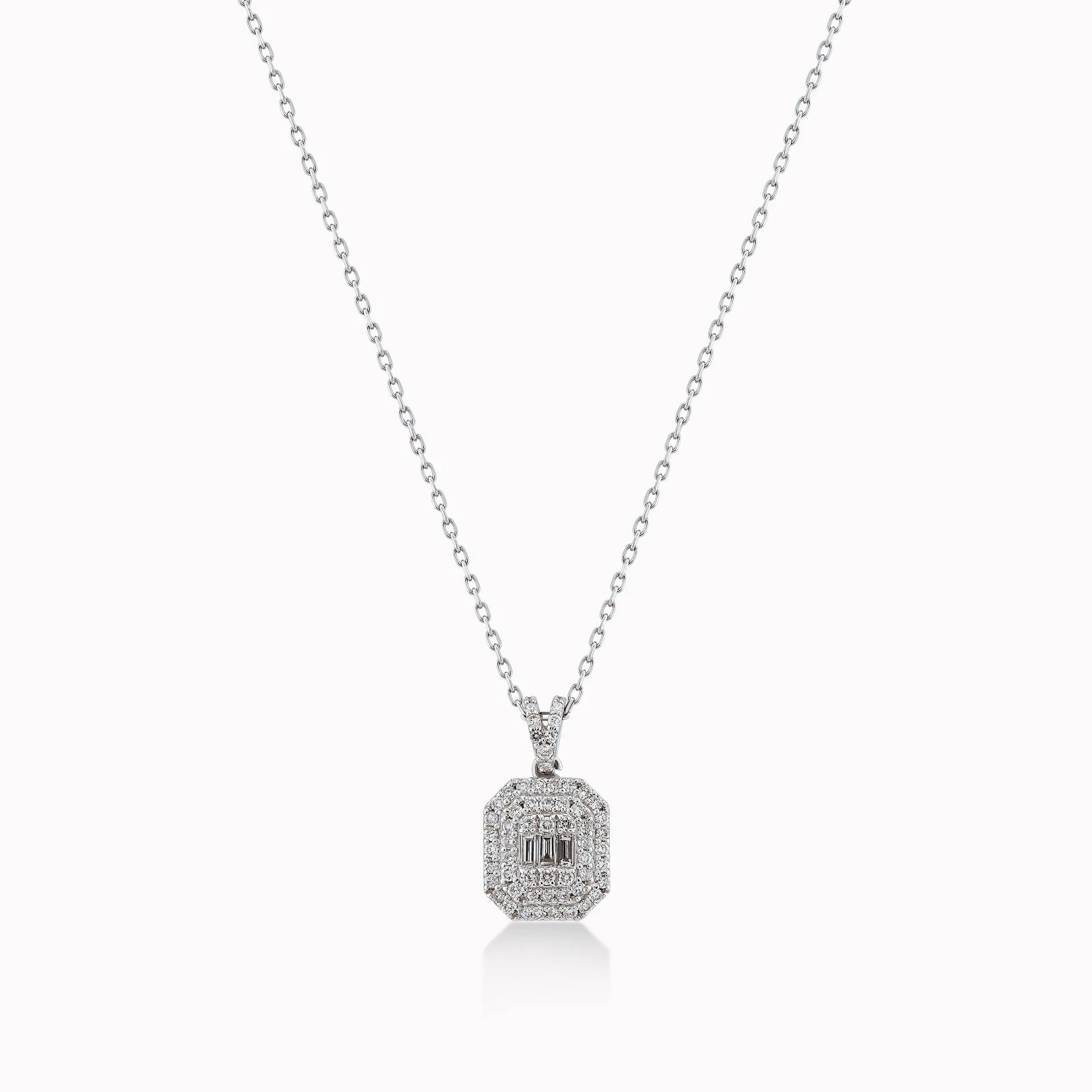 Lant cu Pandantiv Aur Alb 18K cu Diamante 0.39ct