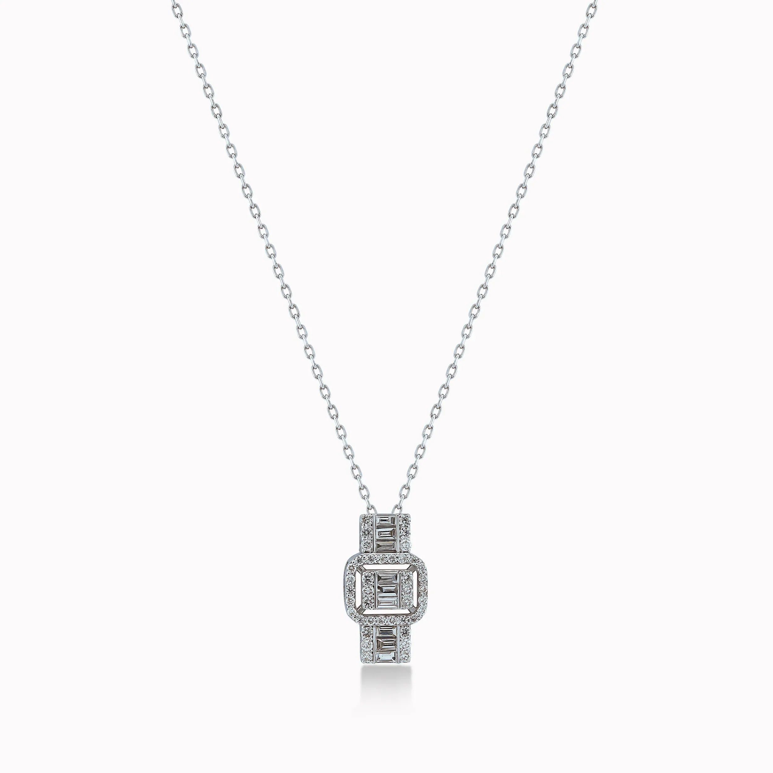 Lant cu Pandantiv Aur Alb 14K cu Diamante 0.39ct