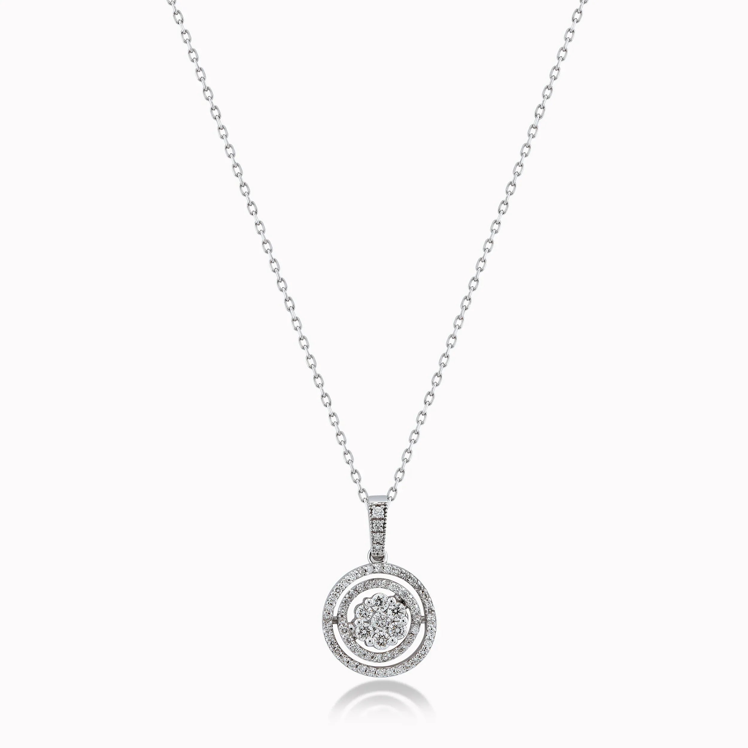 Lant cu Pandantiv Aur Alb 14K cu Diamante 0.41ct