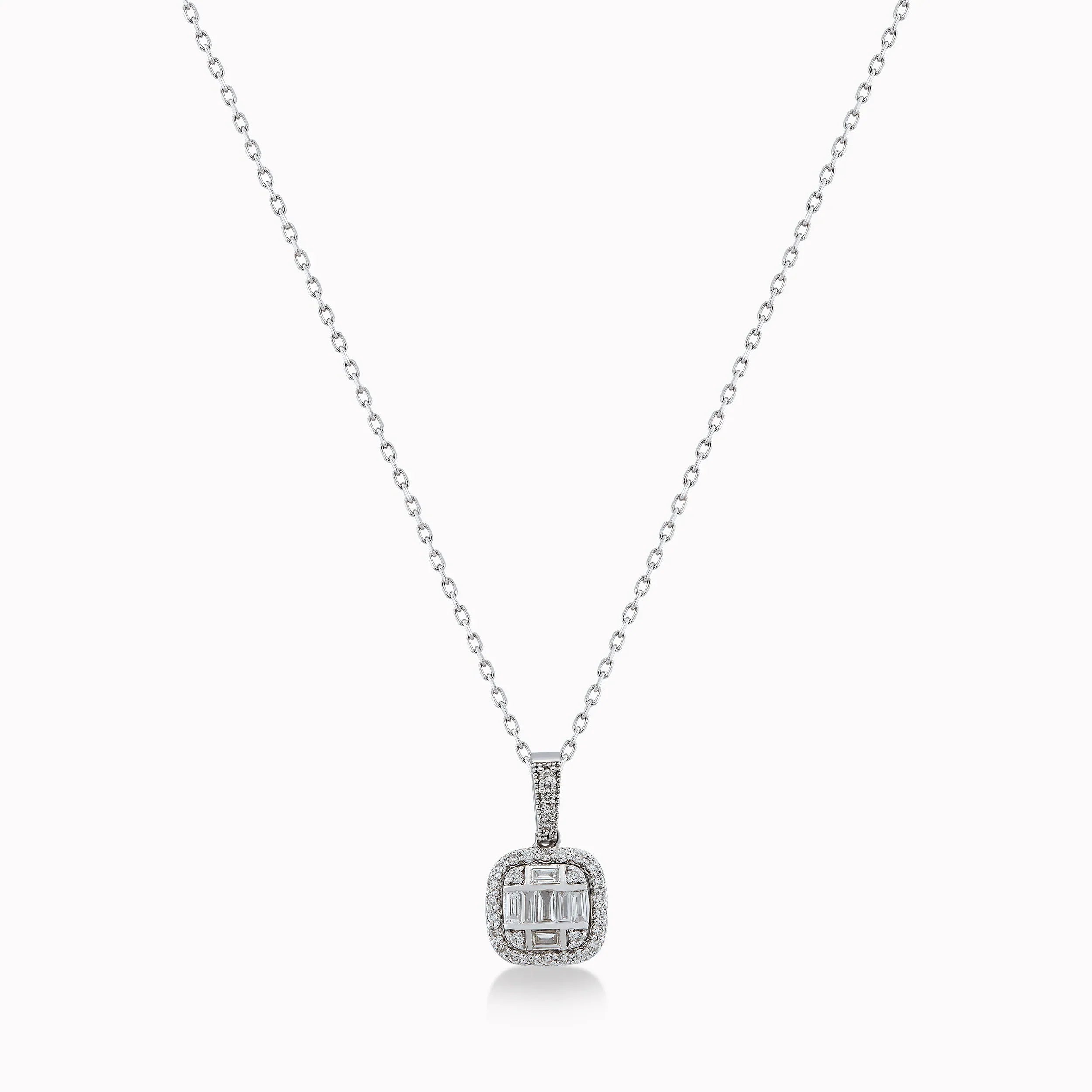 Lant cu Pandantiv Aur Alb 14K cu Diamante 0.31ct