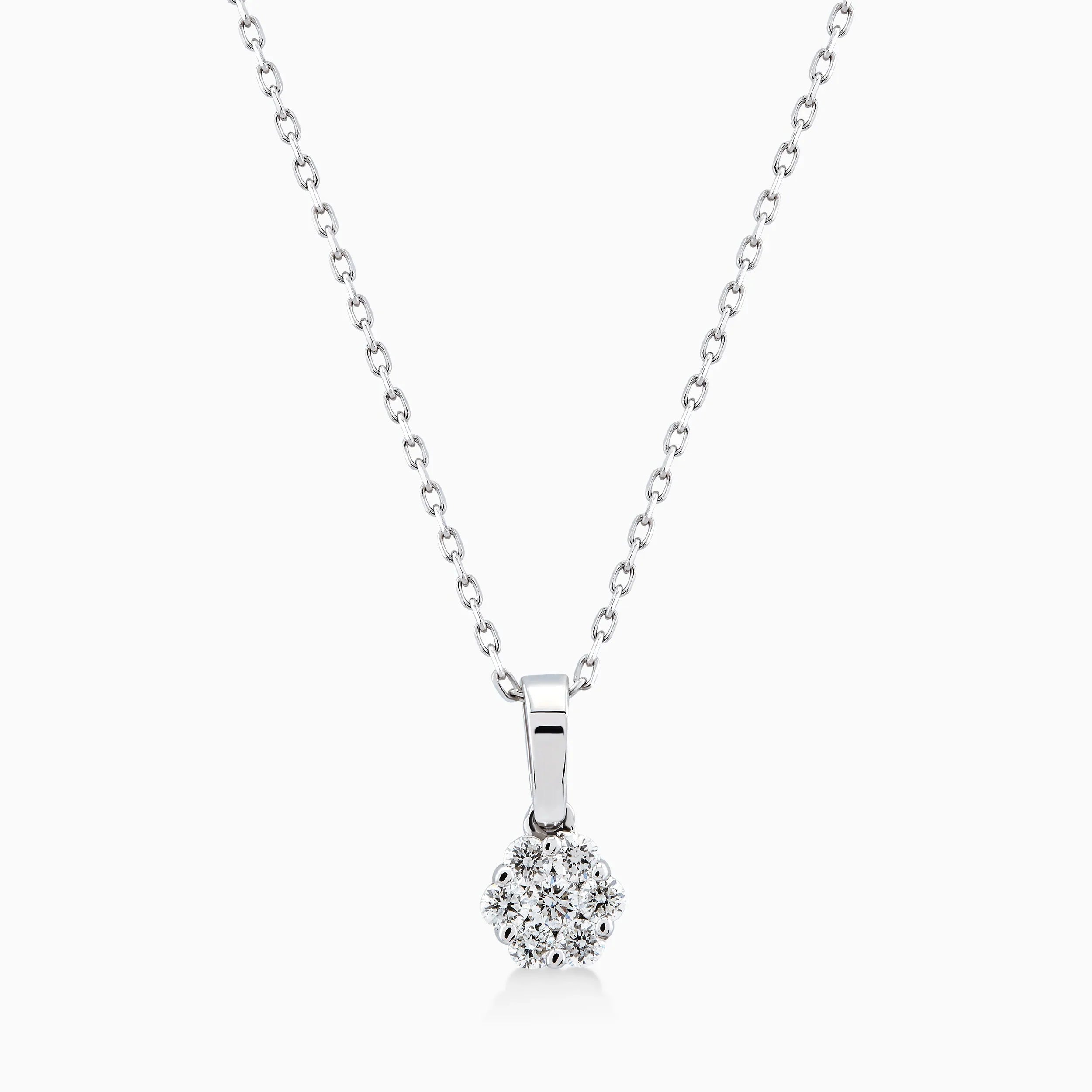 Lant cu Pandantiv Aur Alb 14K cu Diamante 0.29ct