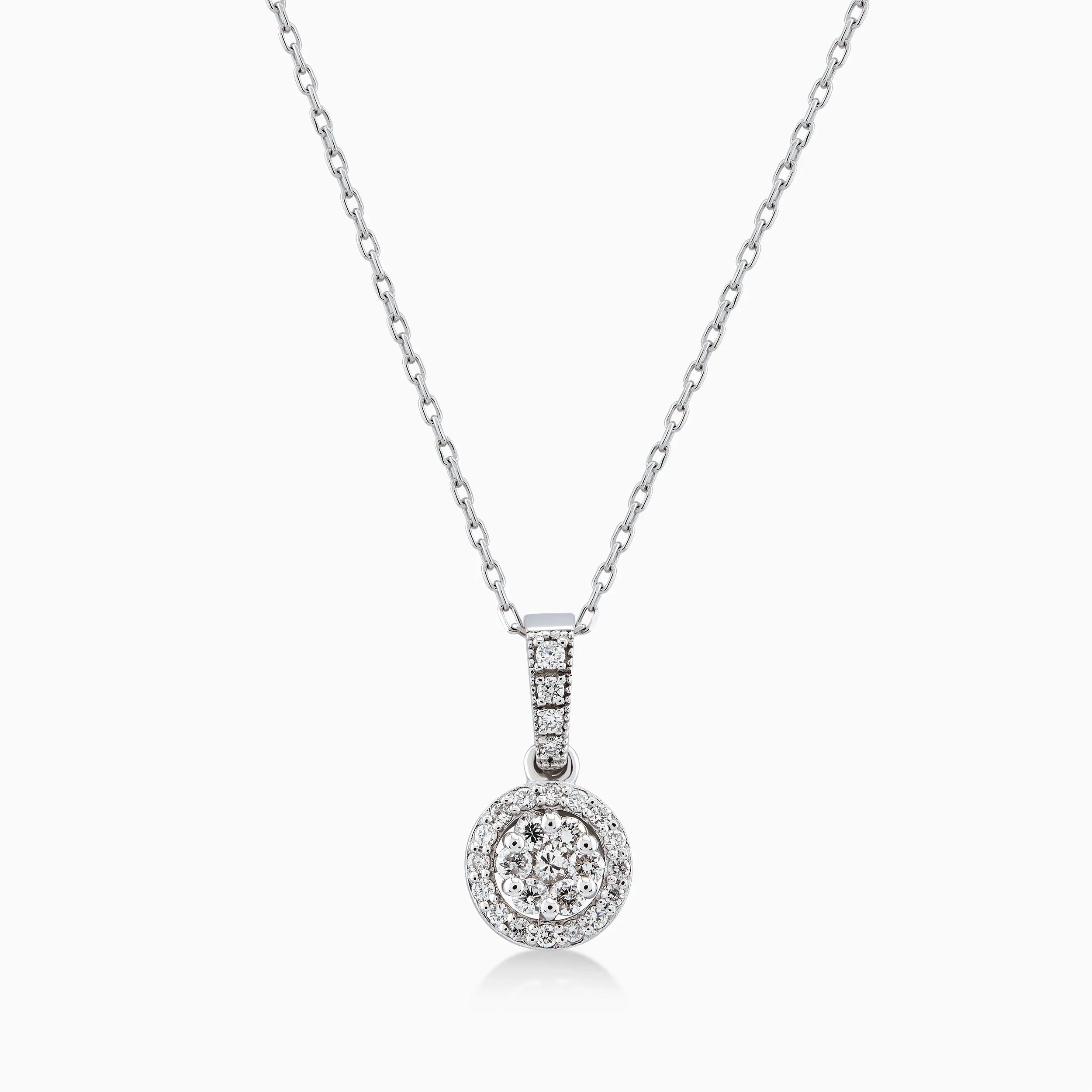 Lant cu Pandantiv Aur Alb 14K cu Diamante 0.19ct