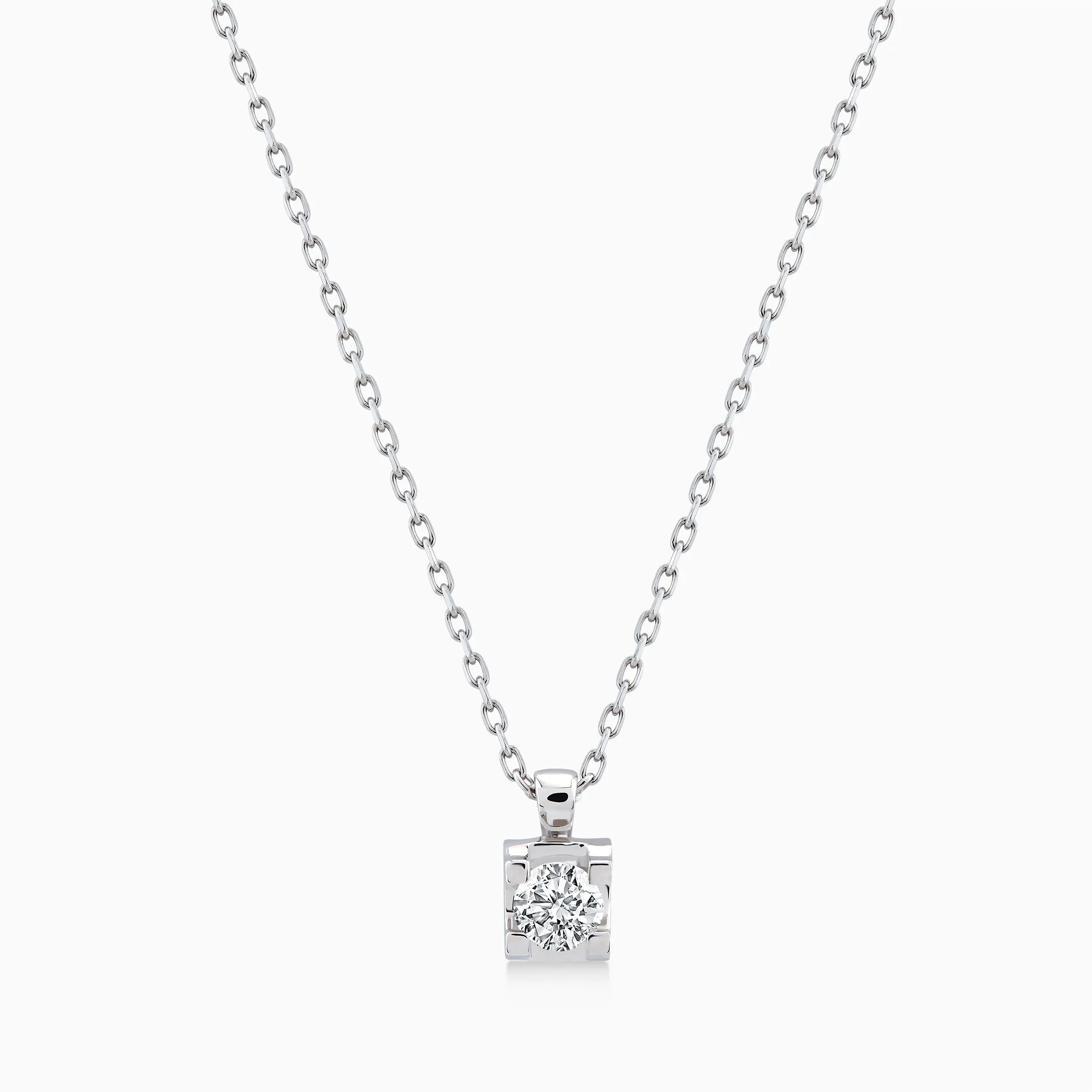 Lant cu Pandantiv Aur Alb 14K cu Diamante 0.23ct