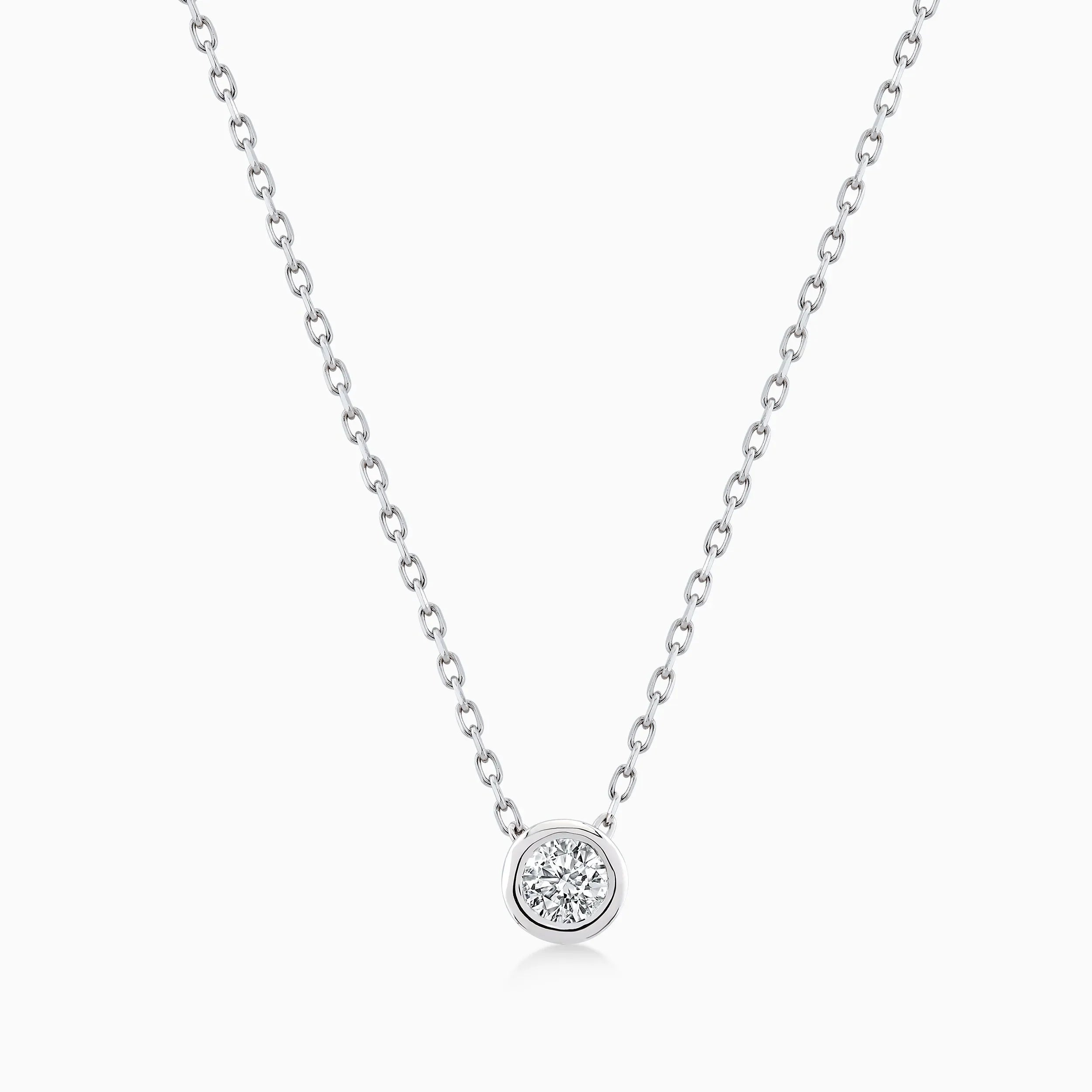 Lant cu Pandantiv Aur Alb 14K cu Diamante 0.20ct