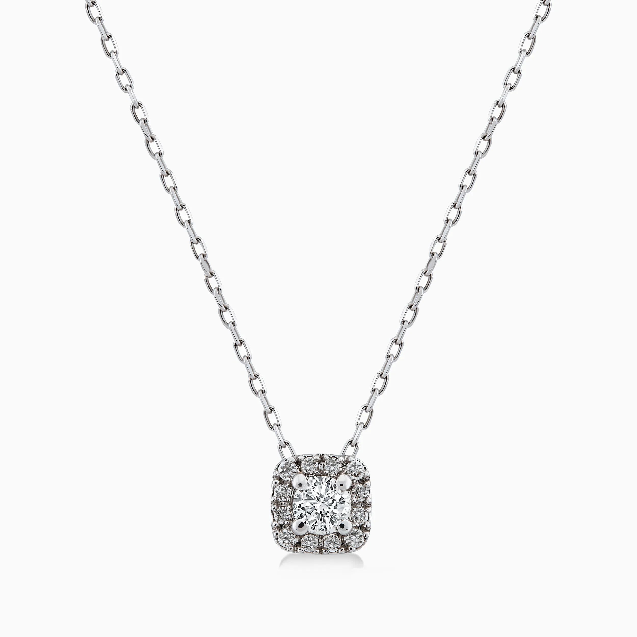 Lant cu Pandantiv Aur Alb 14K cu Diamante 0.21ct