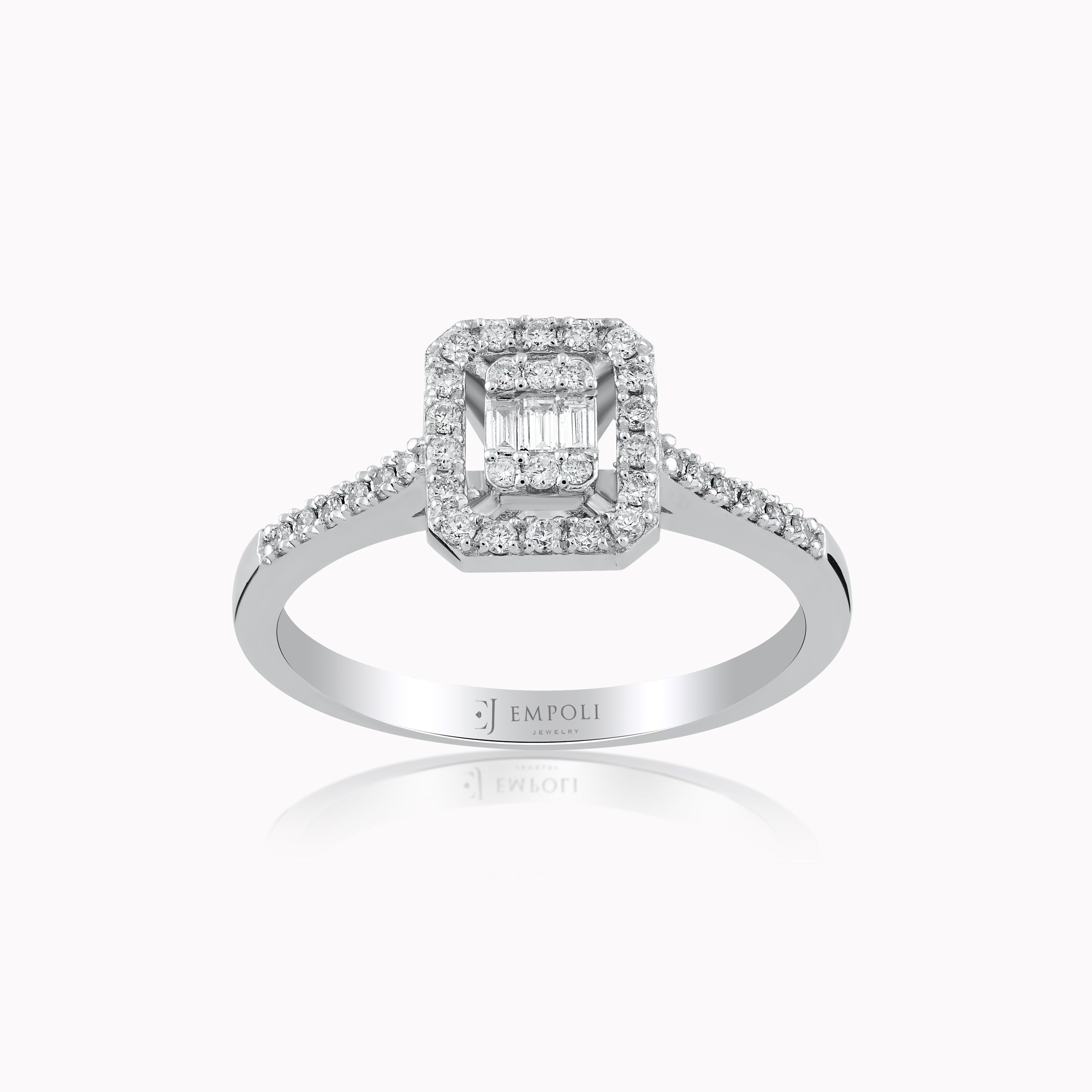 Inel Aur Alb 14K cu Diamante 0.24ct