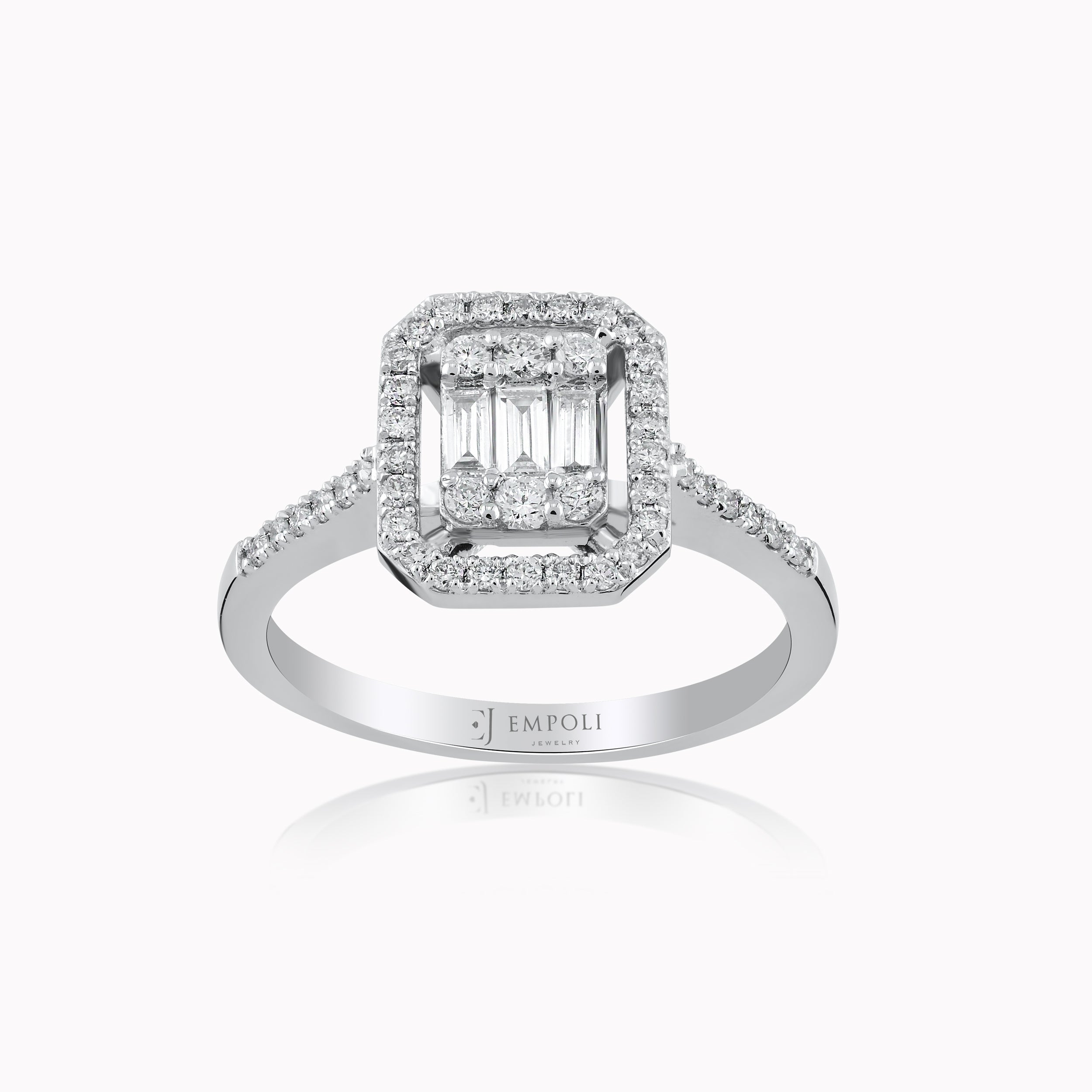 Inel Aur Alb 14K cu diamante 0.24ct