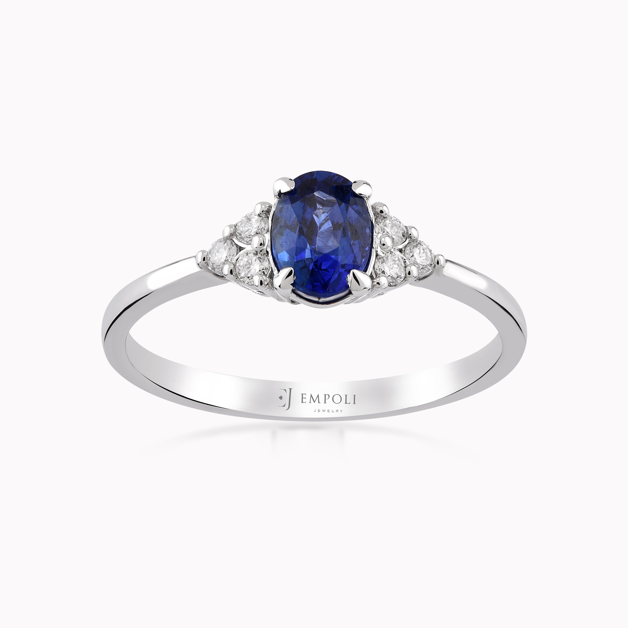 Inel Aur Alb 14K Cu Diamante Si Safir 0.12ct