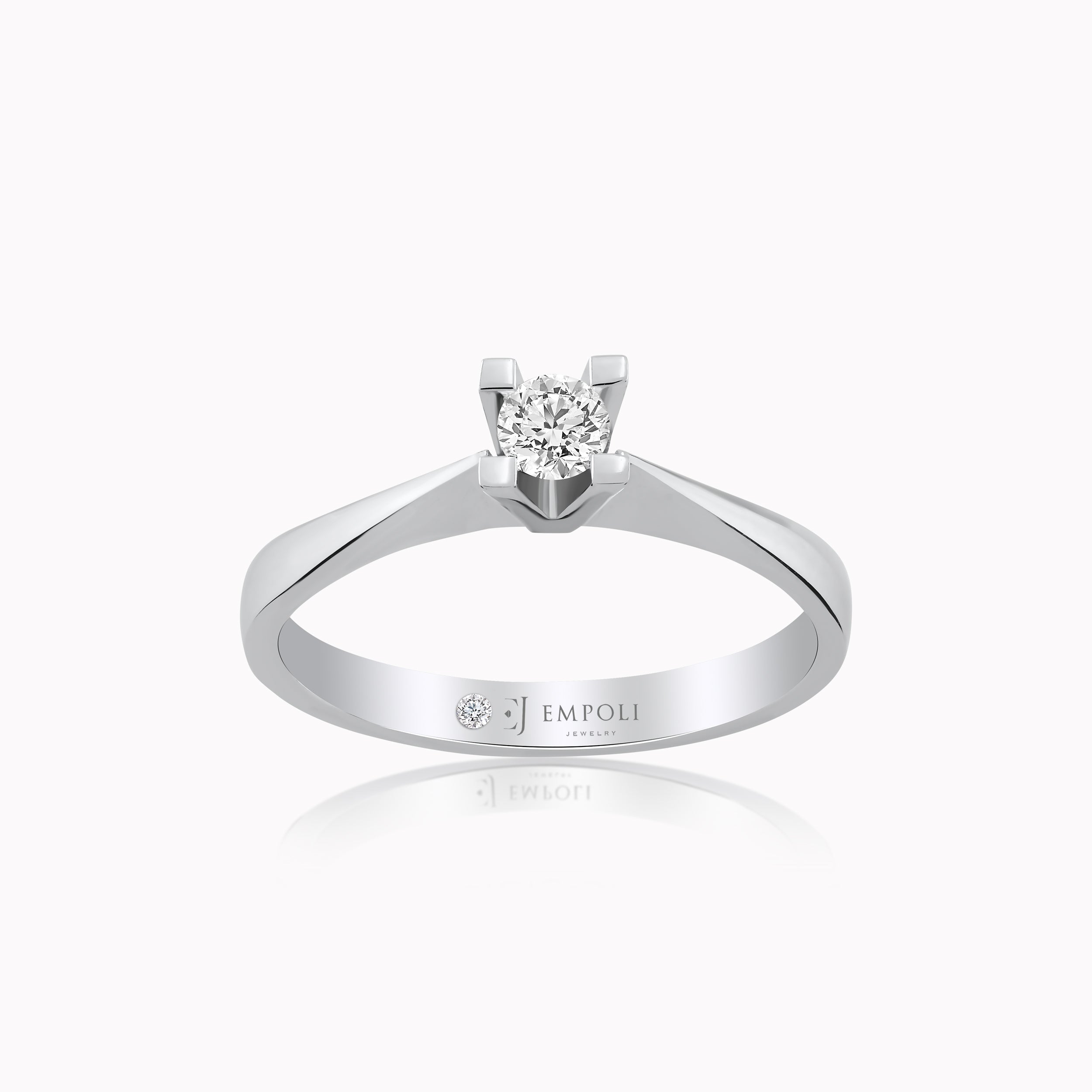 Inel Aur Alb 14K cu Diamante 0.15ct