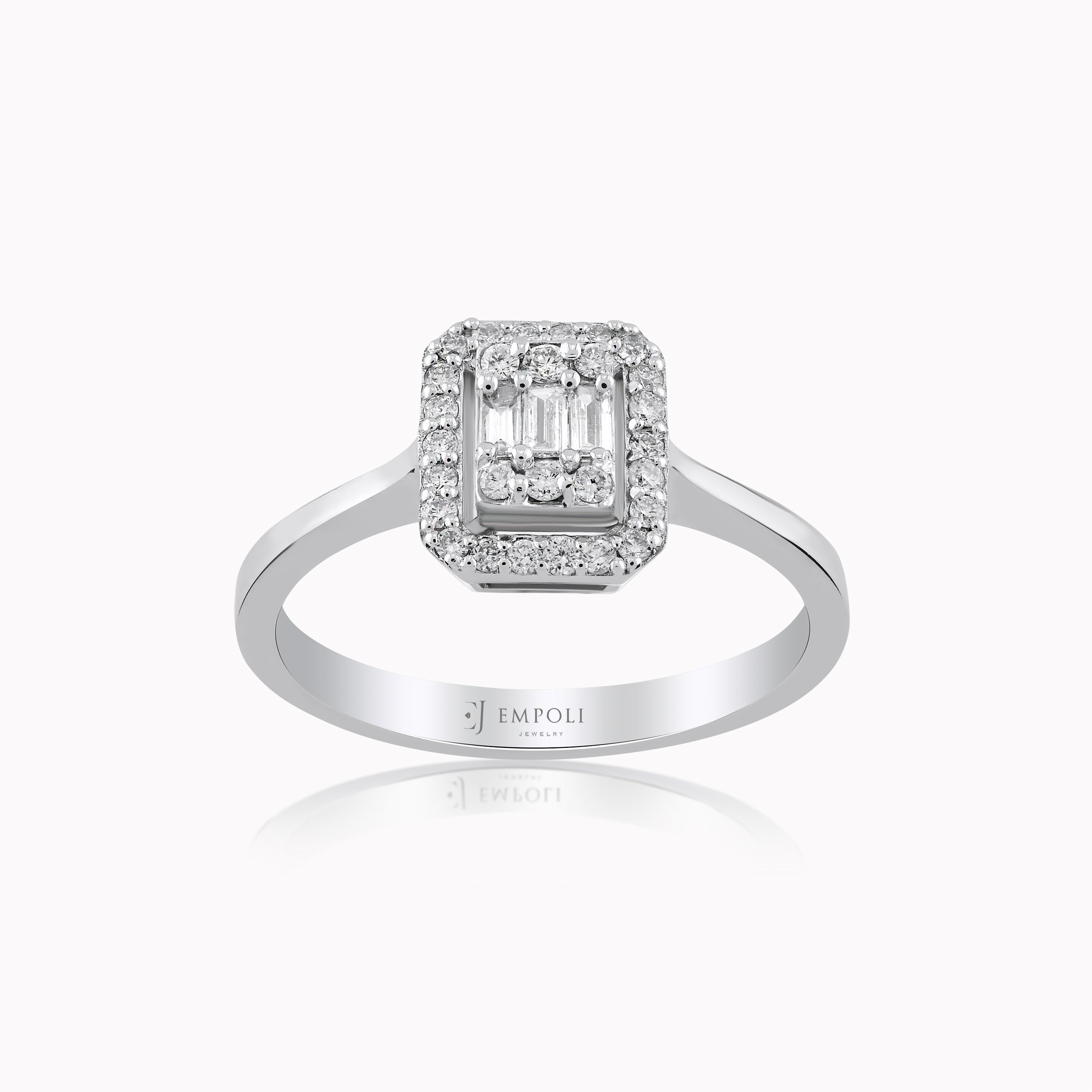 Inel Aur Alb 14K cu Diamante 0.24ct