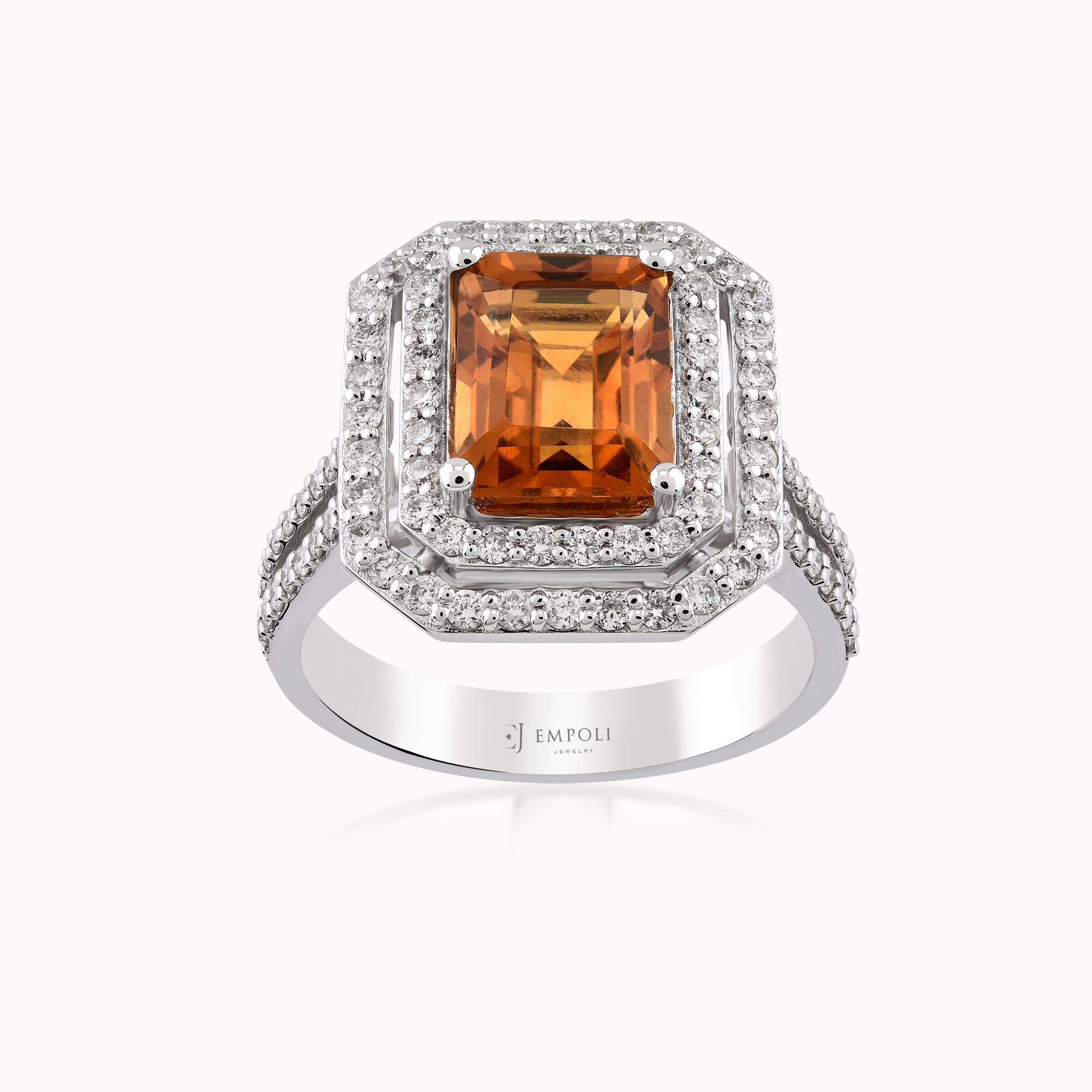 Inel Aur Alb 14K Cu Diamante 0.77ct Si Topaz 2.25ct