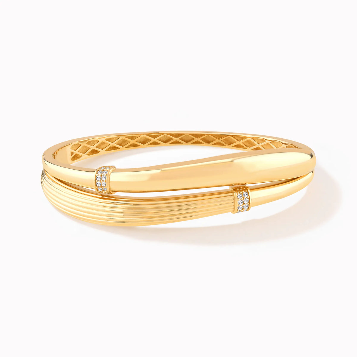 Brățară fixă din aur galben 14K cu zirconiu dublă