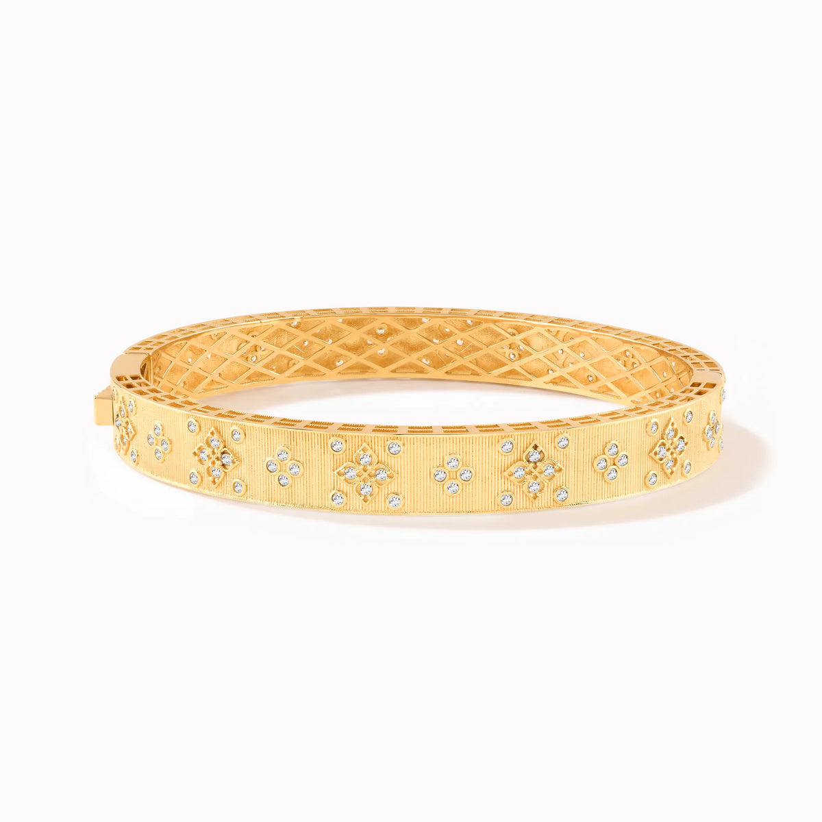 Brățară fixă din aur galben 14K cu zirconiu florală