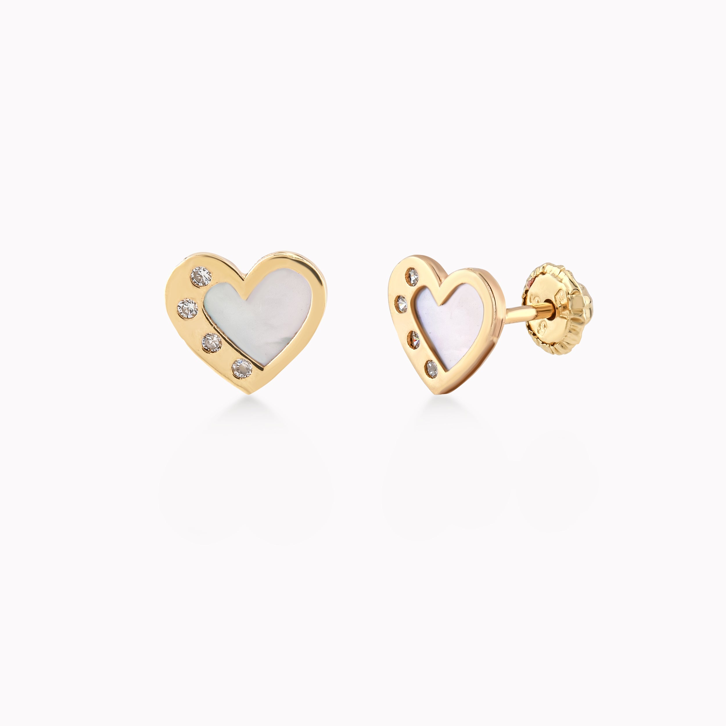 Cercei Aur Galben 14k Cu Sidef Si Zirconiu, Cu Protectie 0.43gr