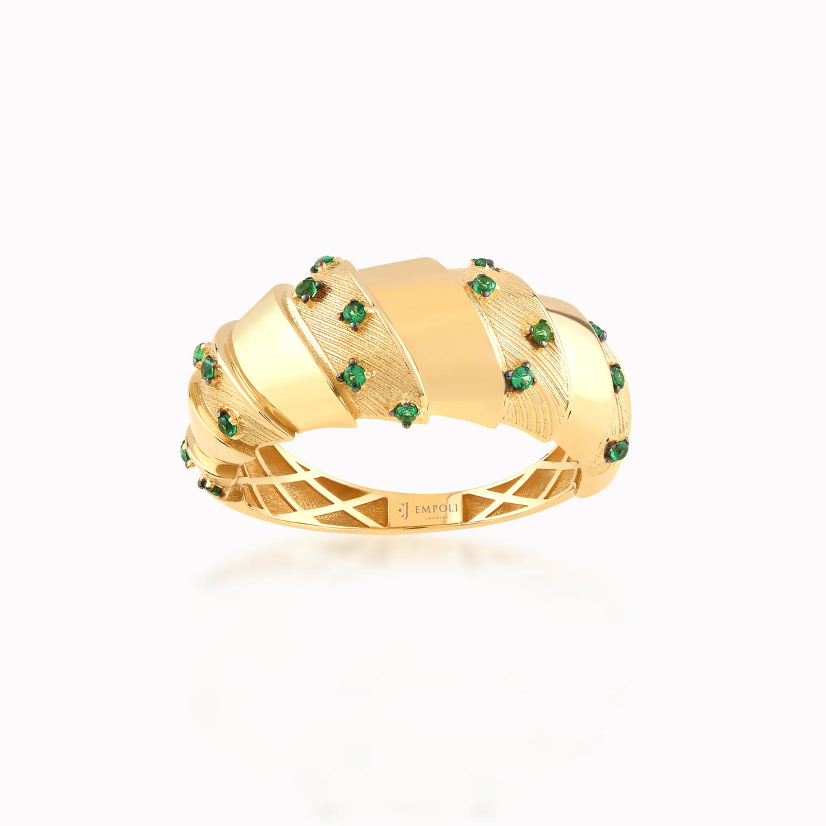 Inel din aur galben 14K cu zirconiu verde