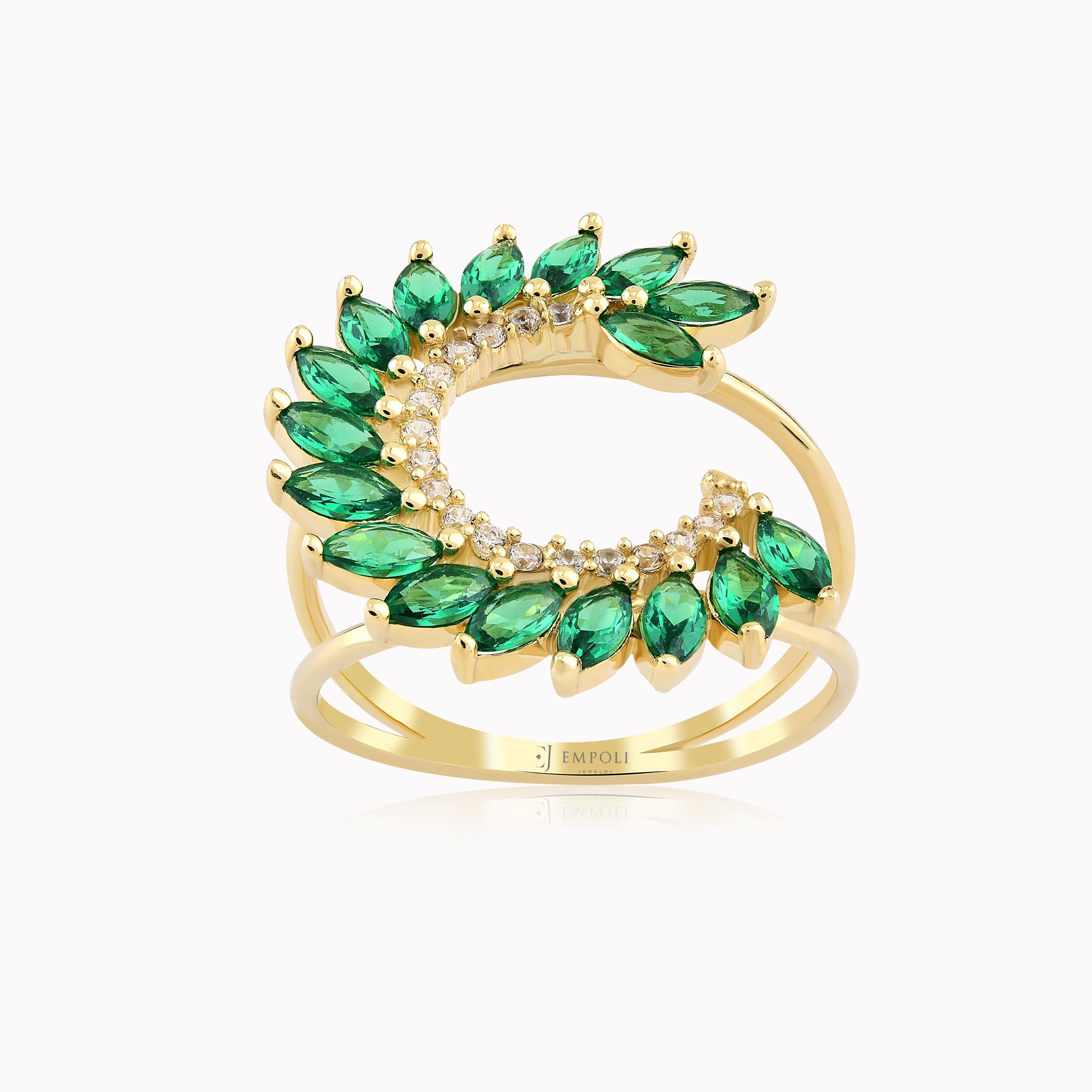 Inel Aur Galben 14K Cu Zirconiu Verde 2.90gr