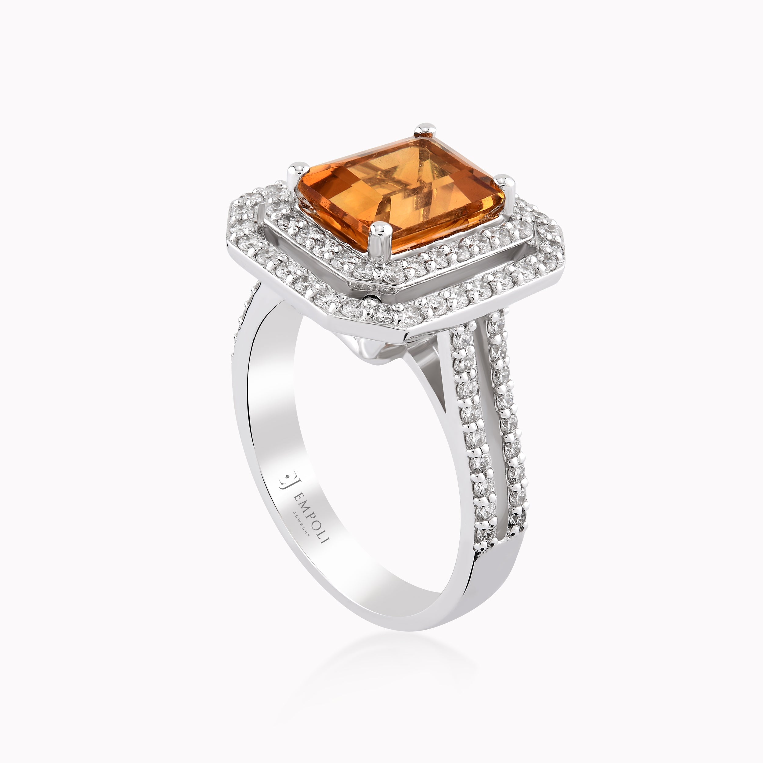 Inel Aur Alb 14K Cu Diamante 0.77ct Si Topaz 2.25ct