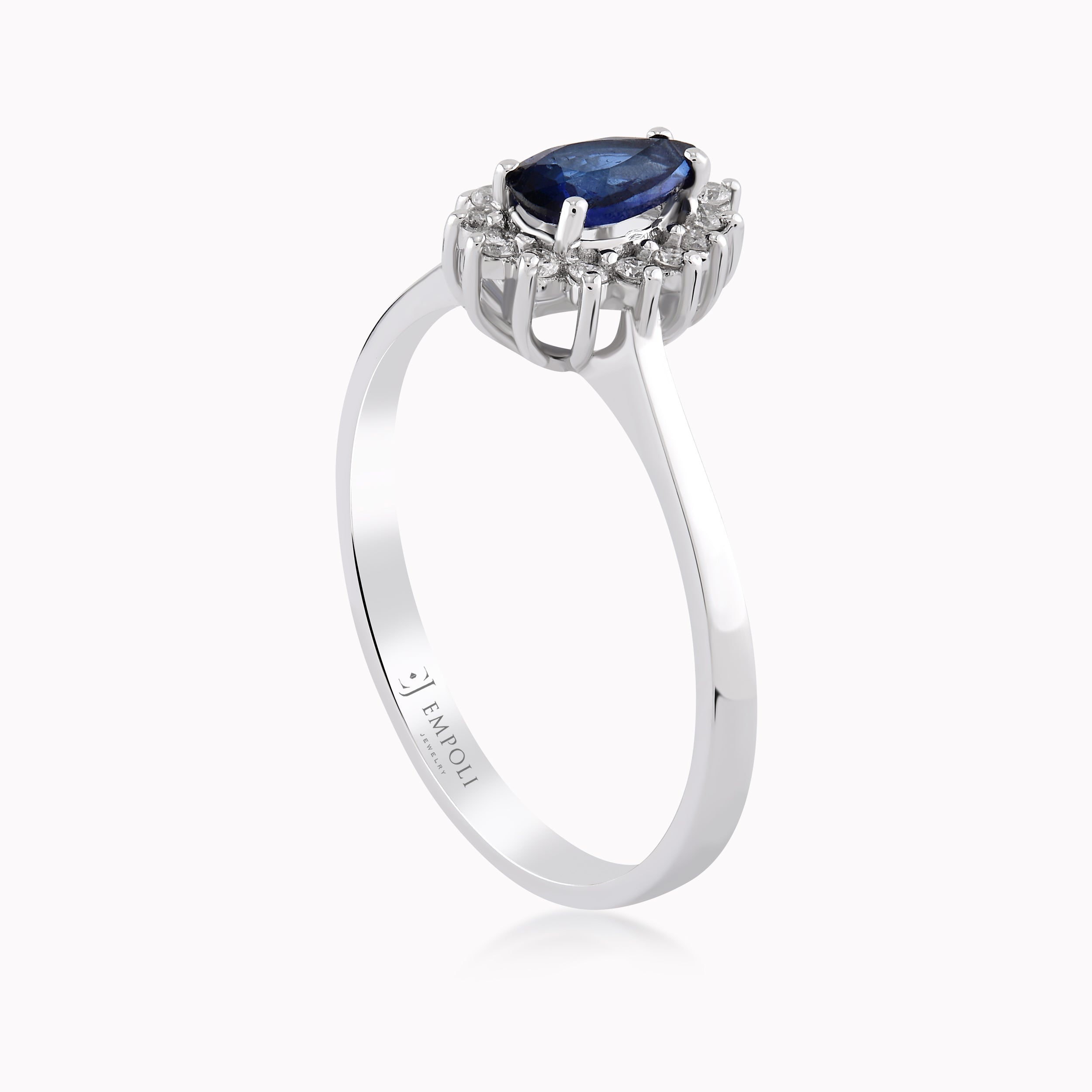 Inel Aur Alb 14K Cu Diamante Si Safir 0.11ct