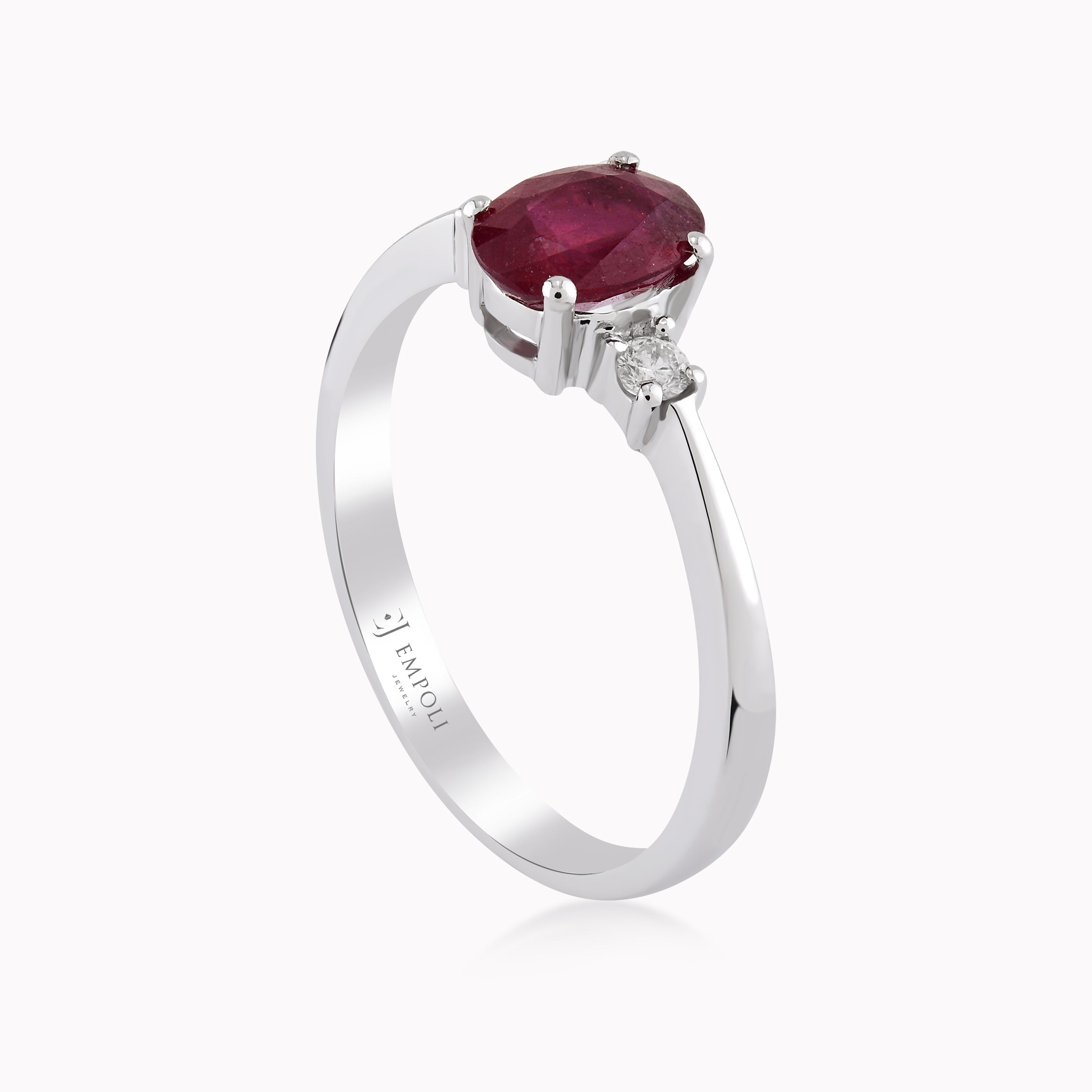 Inel Aur Alb 14K Cu Diamante Si Rubin 0.06ct