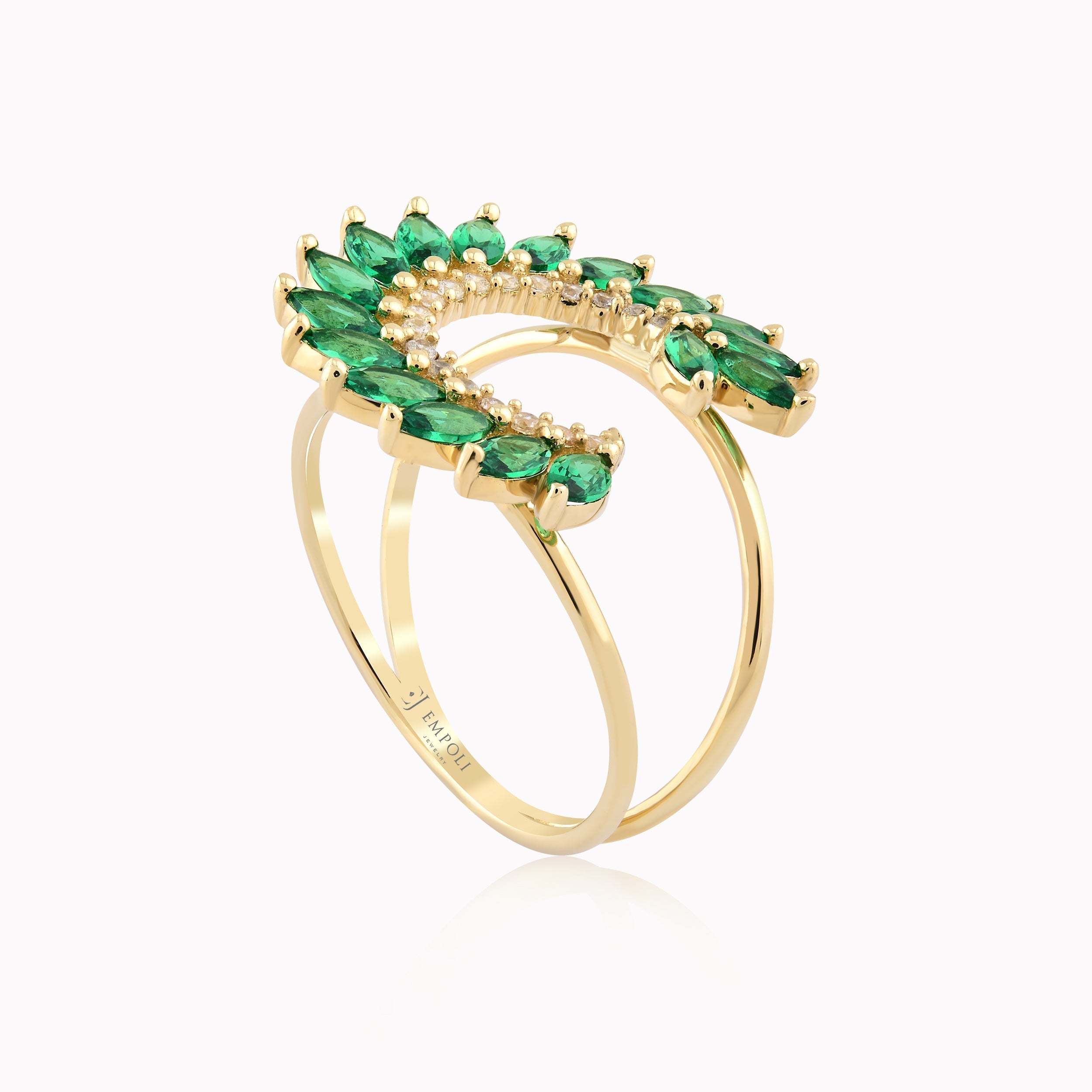 Inel Aur Galben 14K Cu Zirconiu Verde 2.90gr