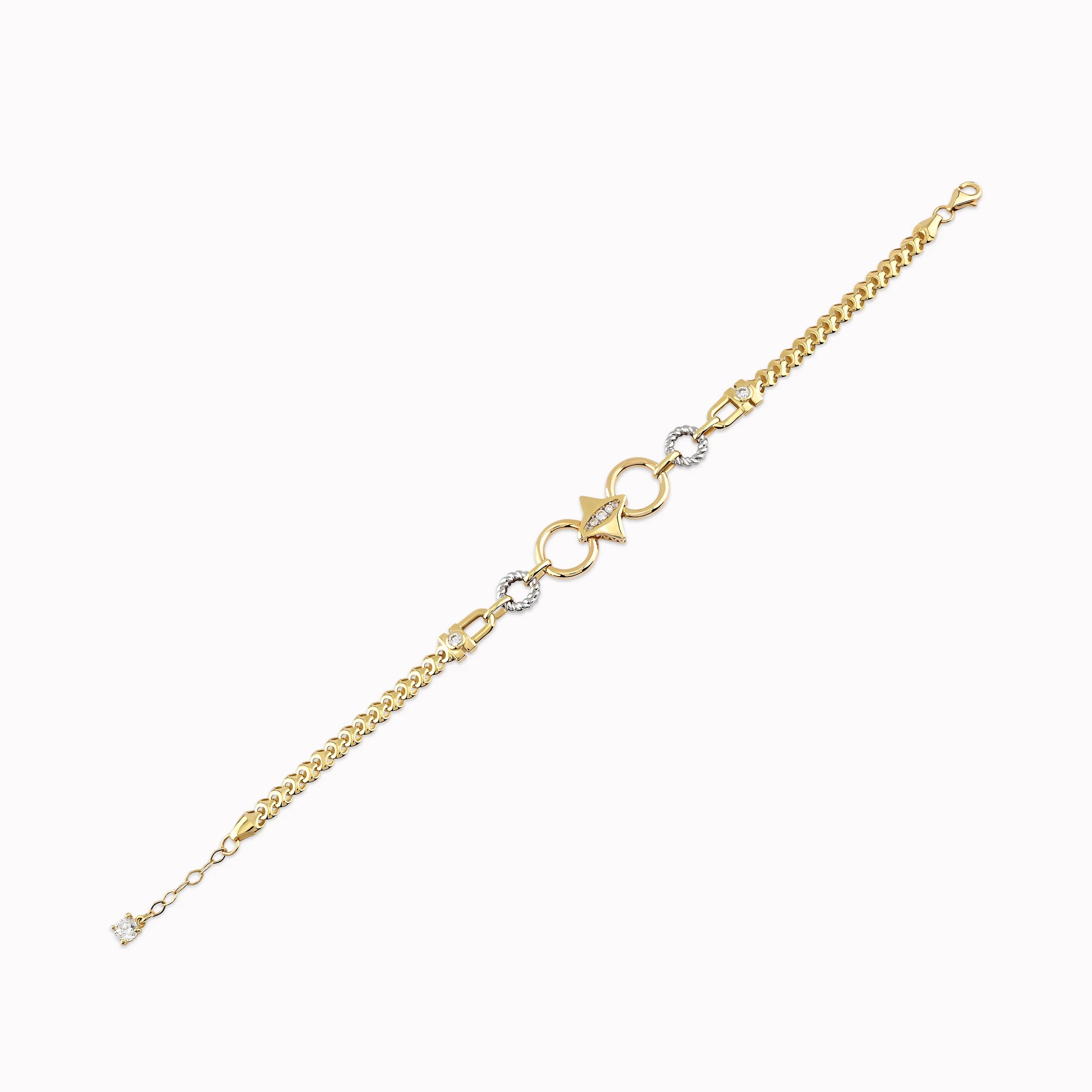 Bratara Aur Galben 14K cu Zirconiu Alb Stea si Cercuri Aur Alb 6.17gr