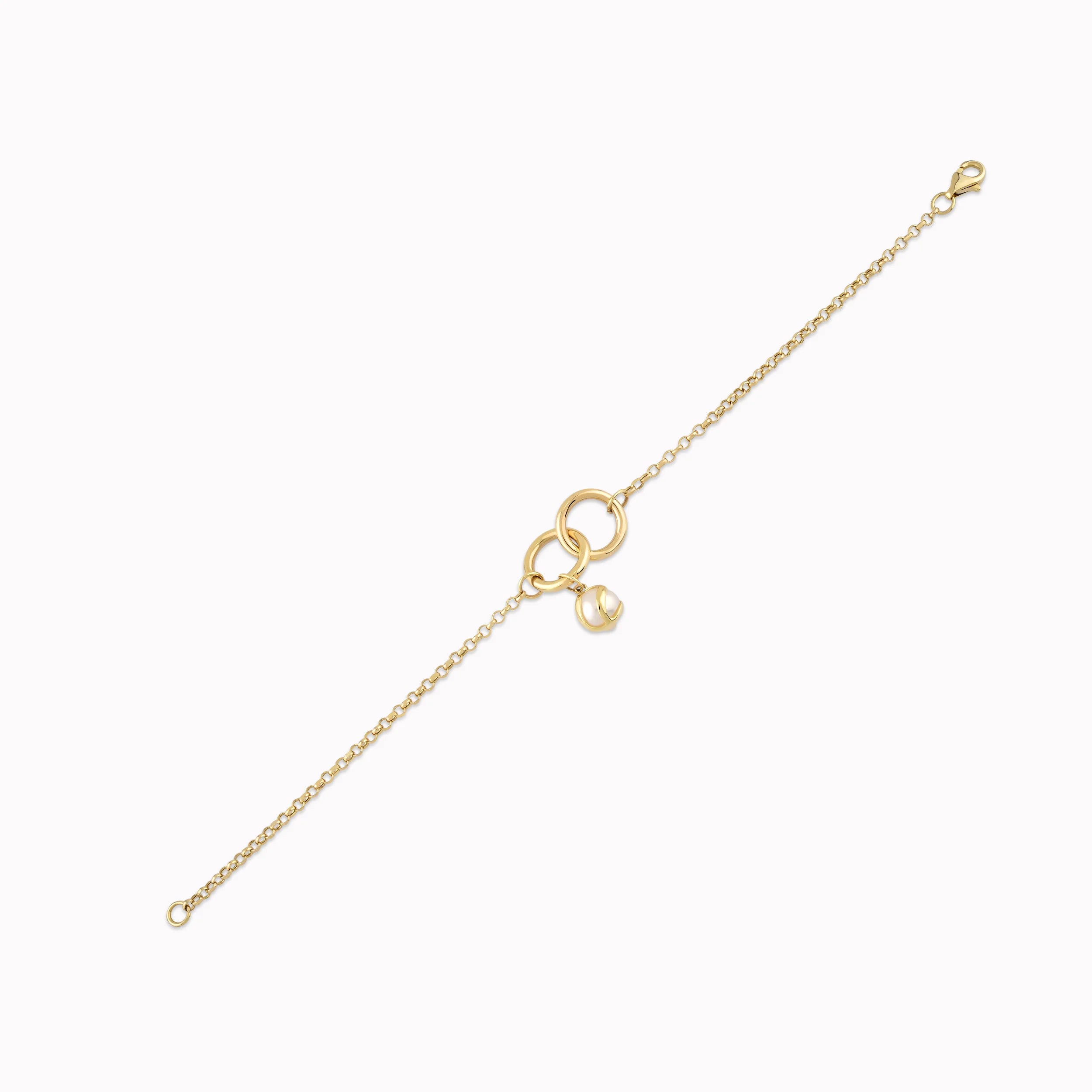 Bratara Aur Galben 14K cu Perla de Cultura si Cercuri 2.69gr