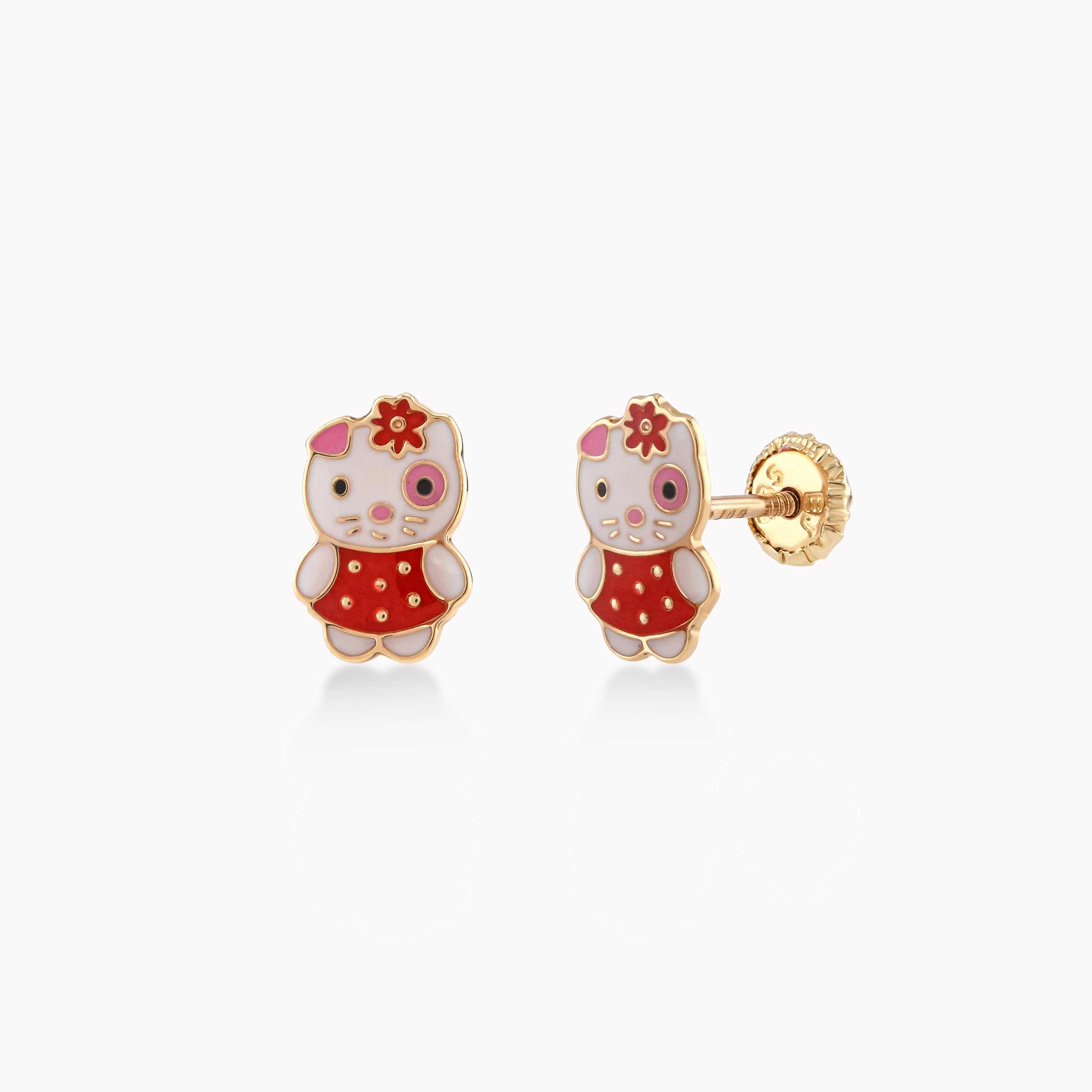 Cercei Aur Galben 14k Cu Email, Protectie 0.26gr
