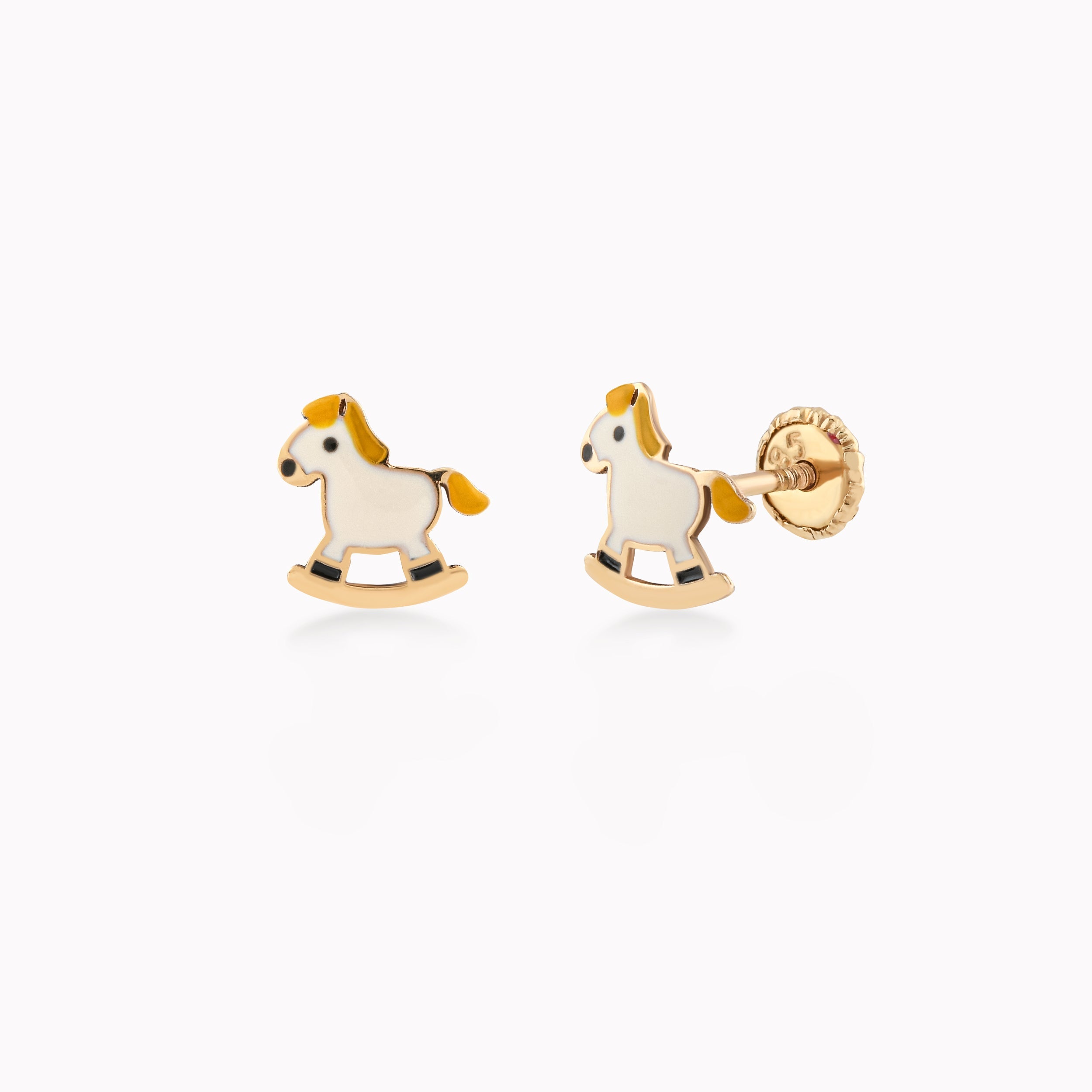Cercei Aur Galben 14k Cu Email, Calut, Protectie 0.30gr