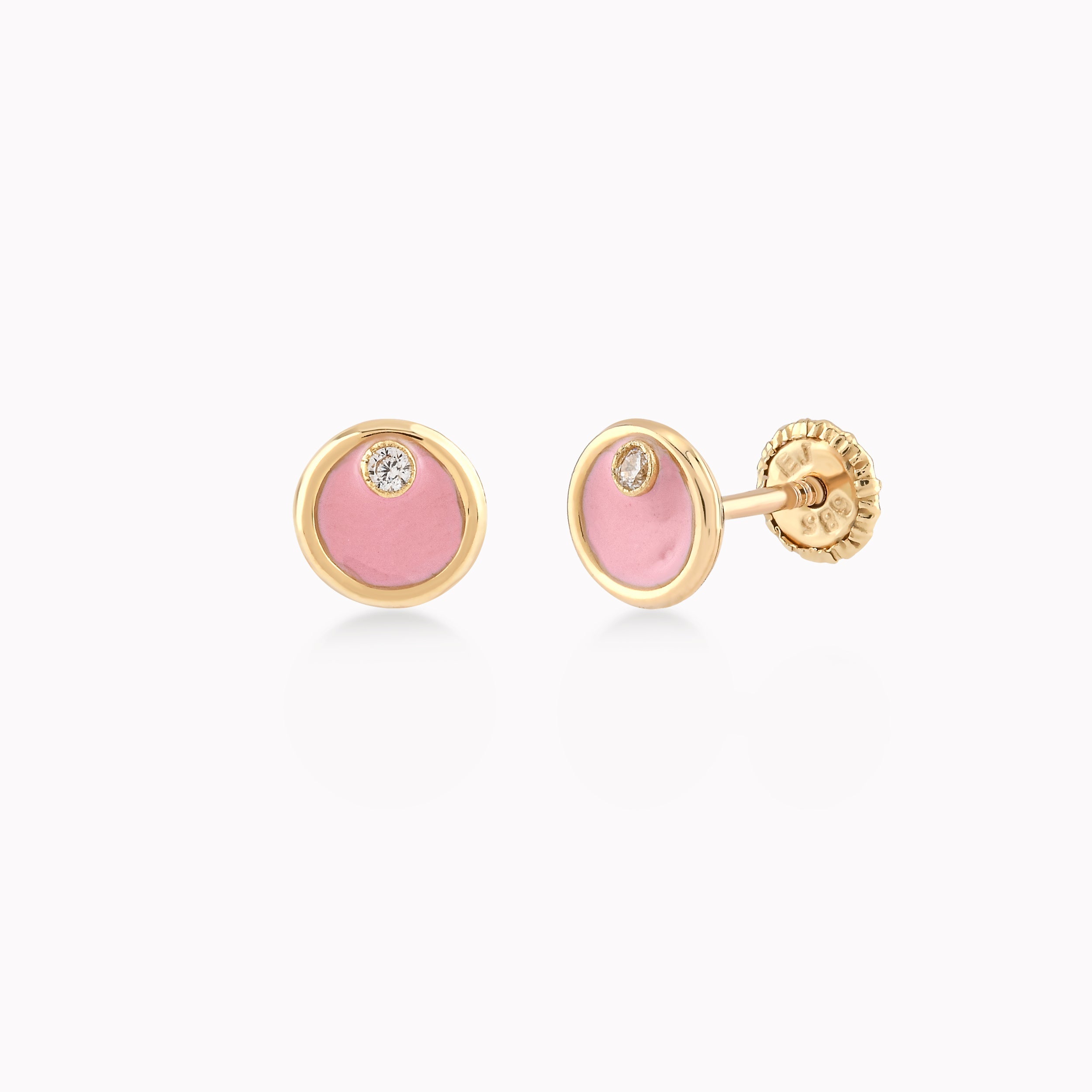 Cercei Aur Galben 14k Cu Email, Cerc, Protectie 0.30gr
