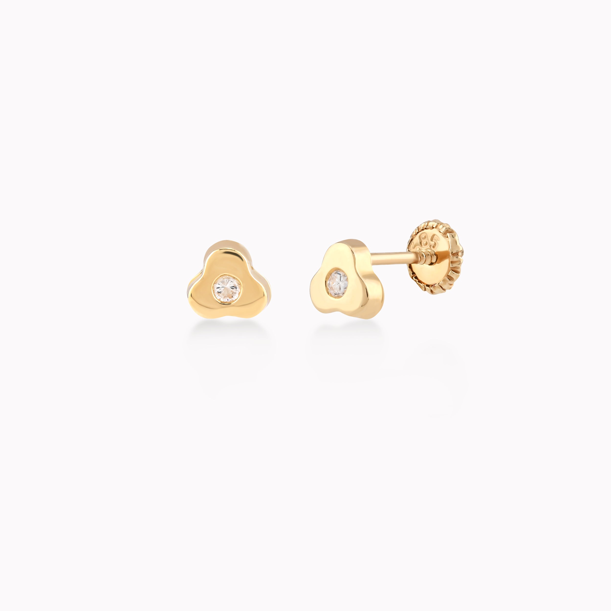 Cercei Aur Galben 14k Cu Zirconiu, Protectie 0.22gr