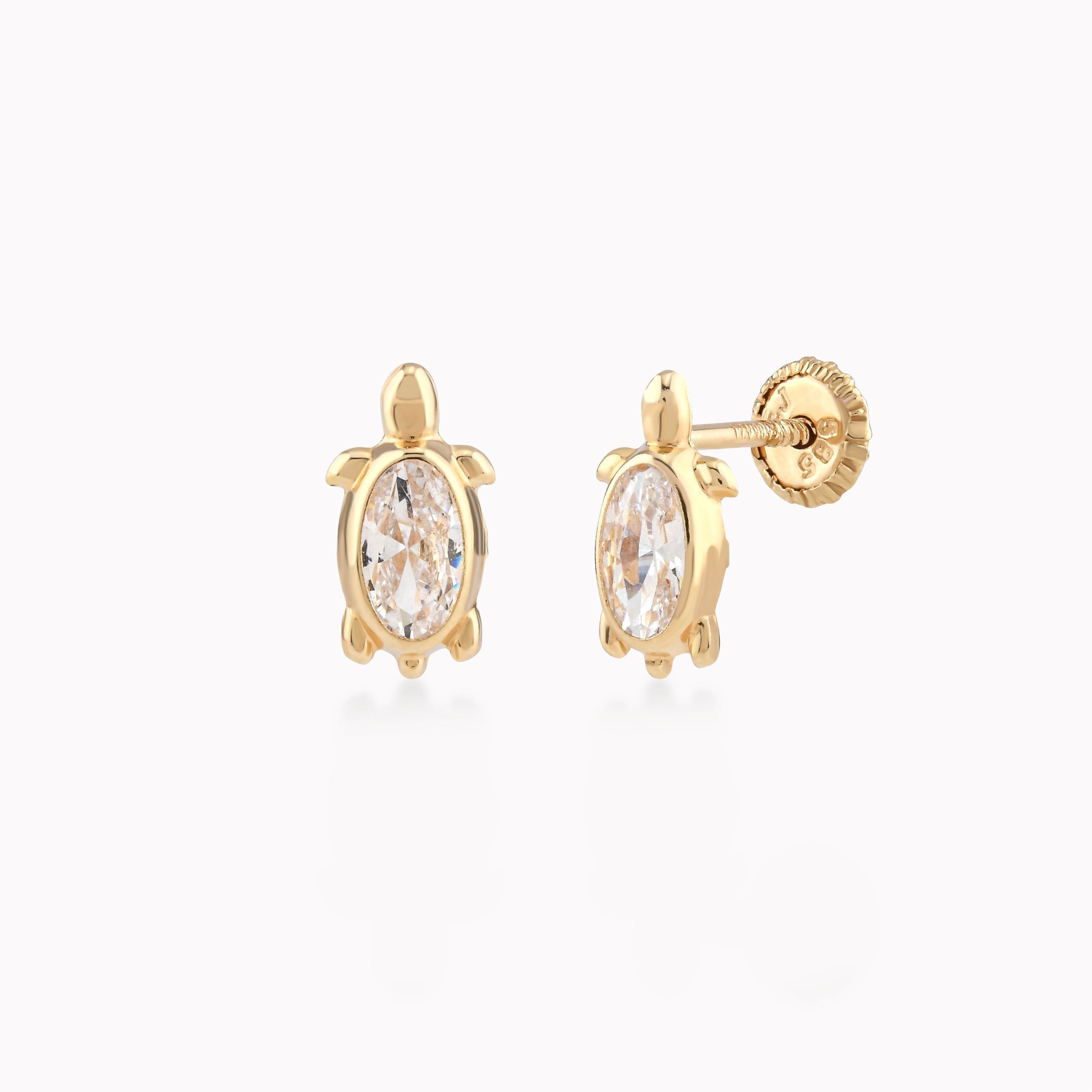 Cercei Aur Galben 14k Cu Zirconiu, Broasca, Protectie 0.36gr
