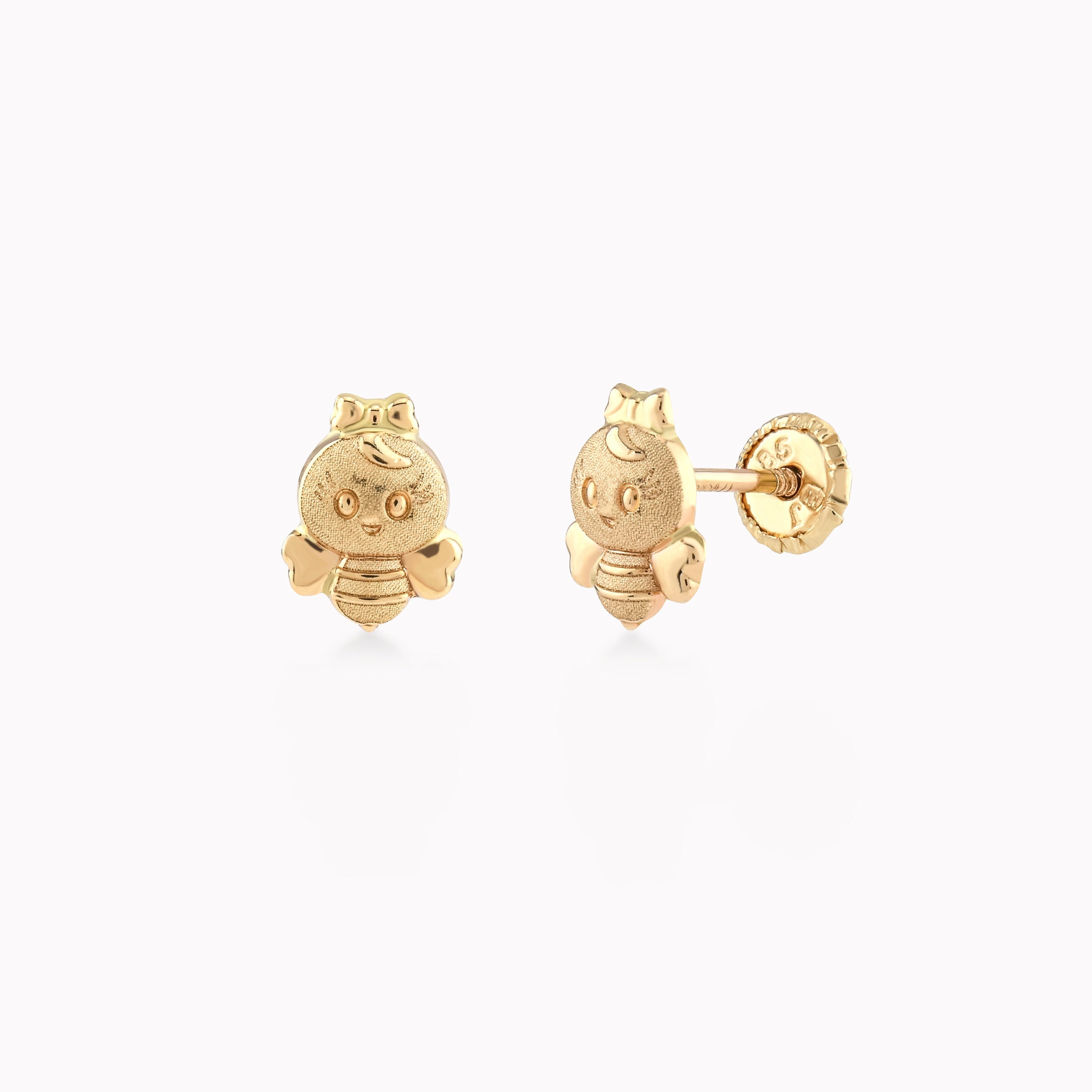 Cercei Aur Galben 14k Cu Zirconiu, Albina, Protectie 0.36gr
