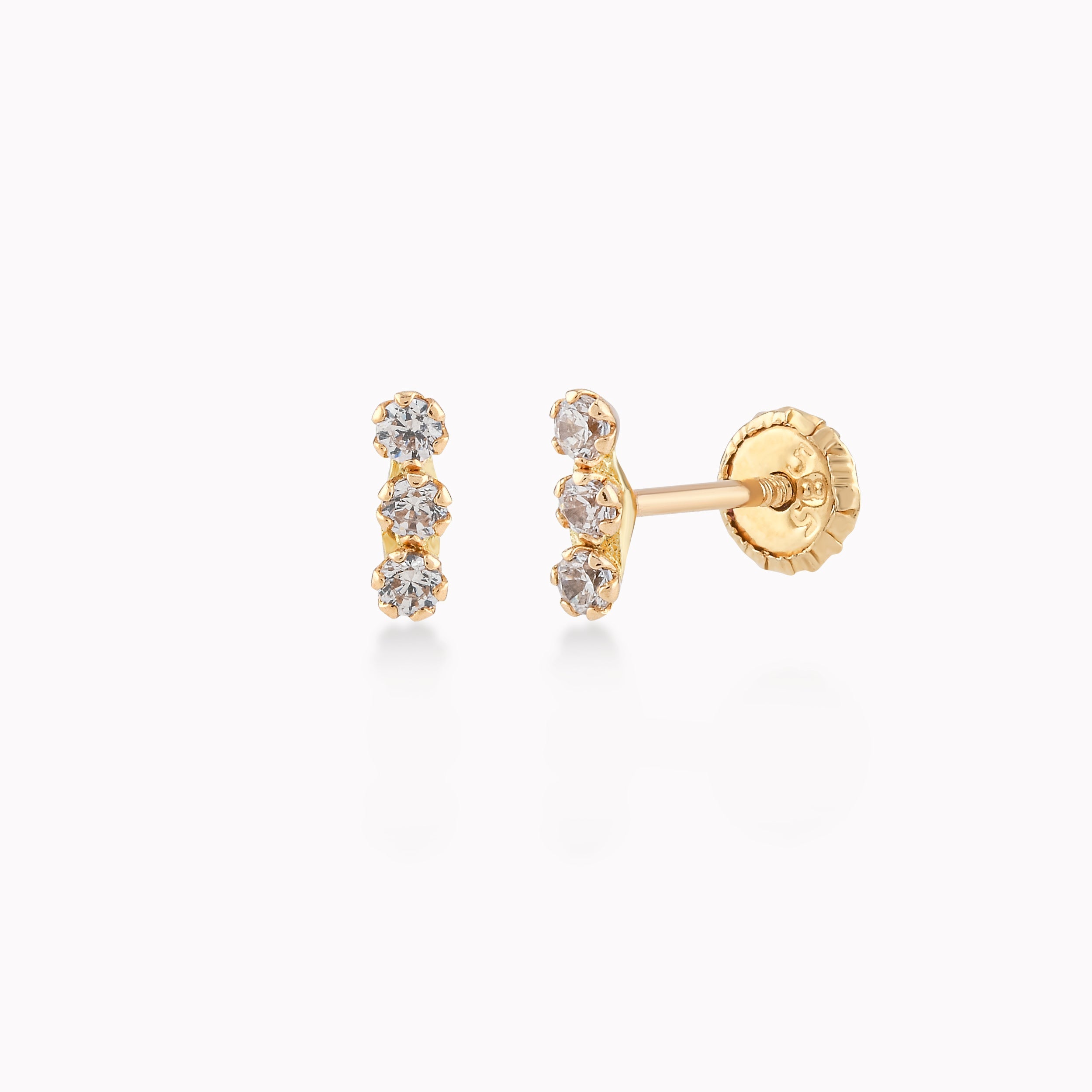 Cercei Aur Galben 14k Cu Zirconiu, Protectie 0.27gr